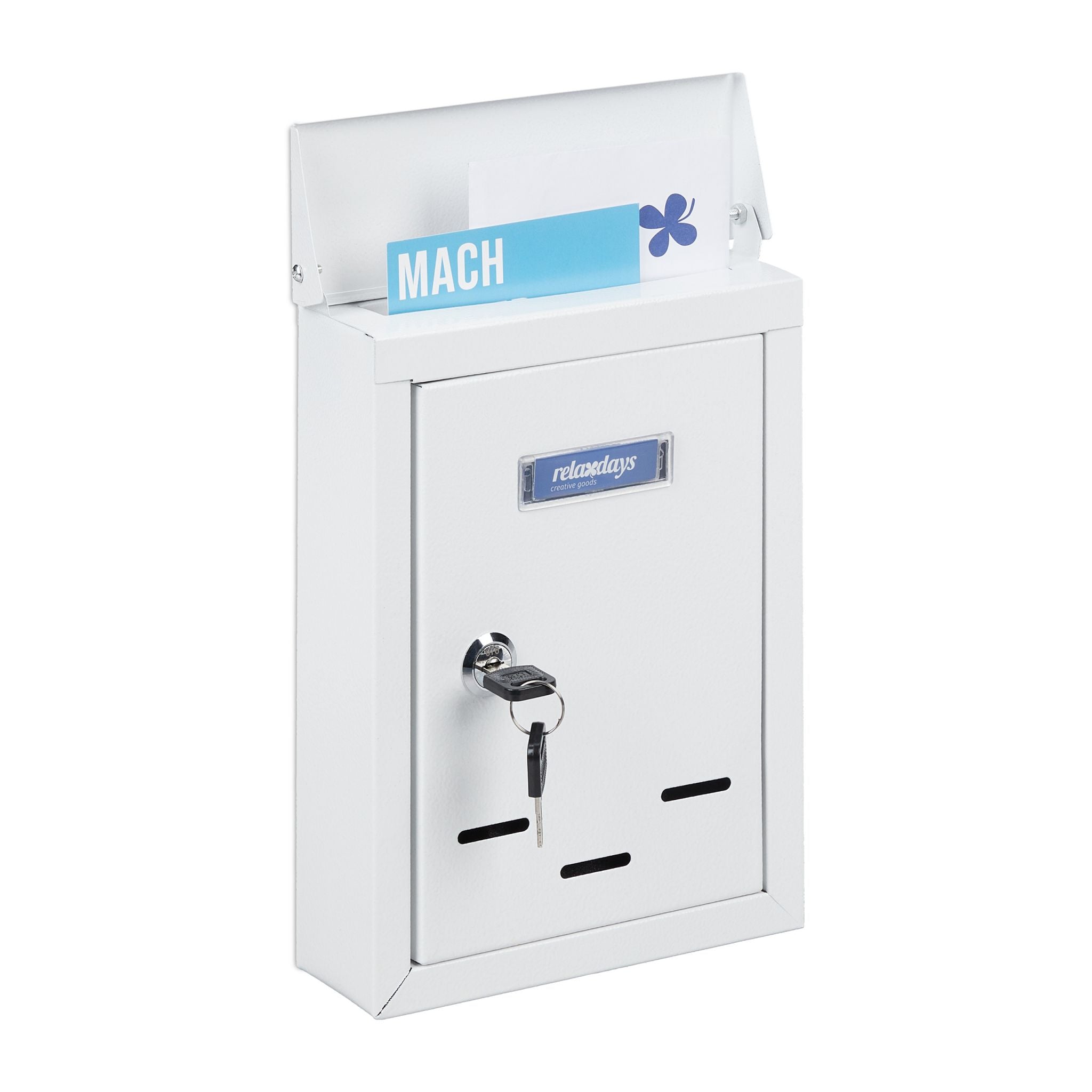 Briefkasten mit Namensschild Weiss von Relaxdays