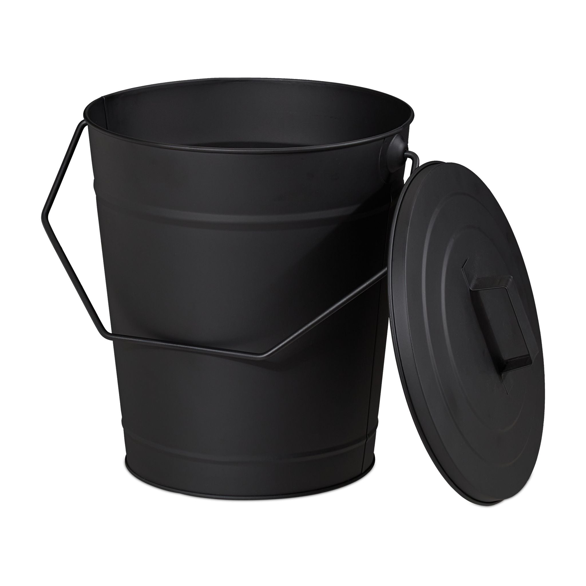 Ascheeimer mit Deckel Schwarz von Relaxdays