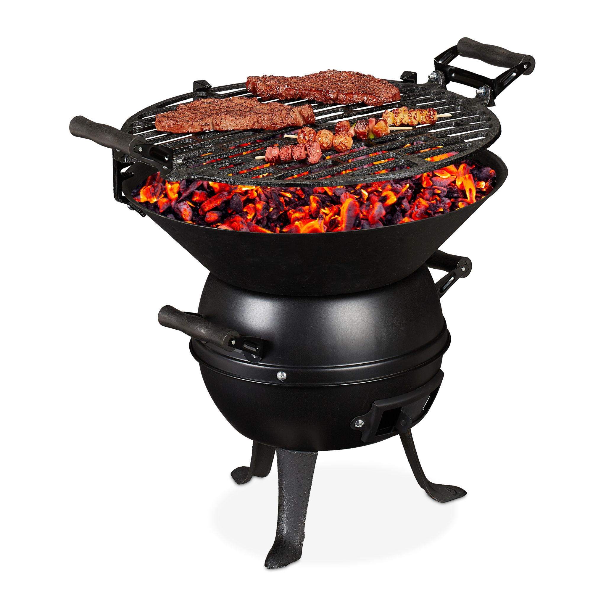Grillfass Gusseisen Schwarz von Relaxdays