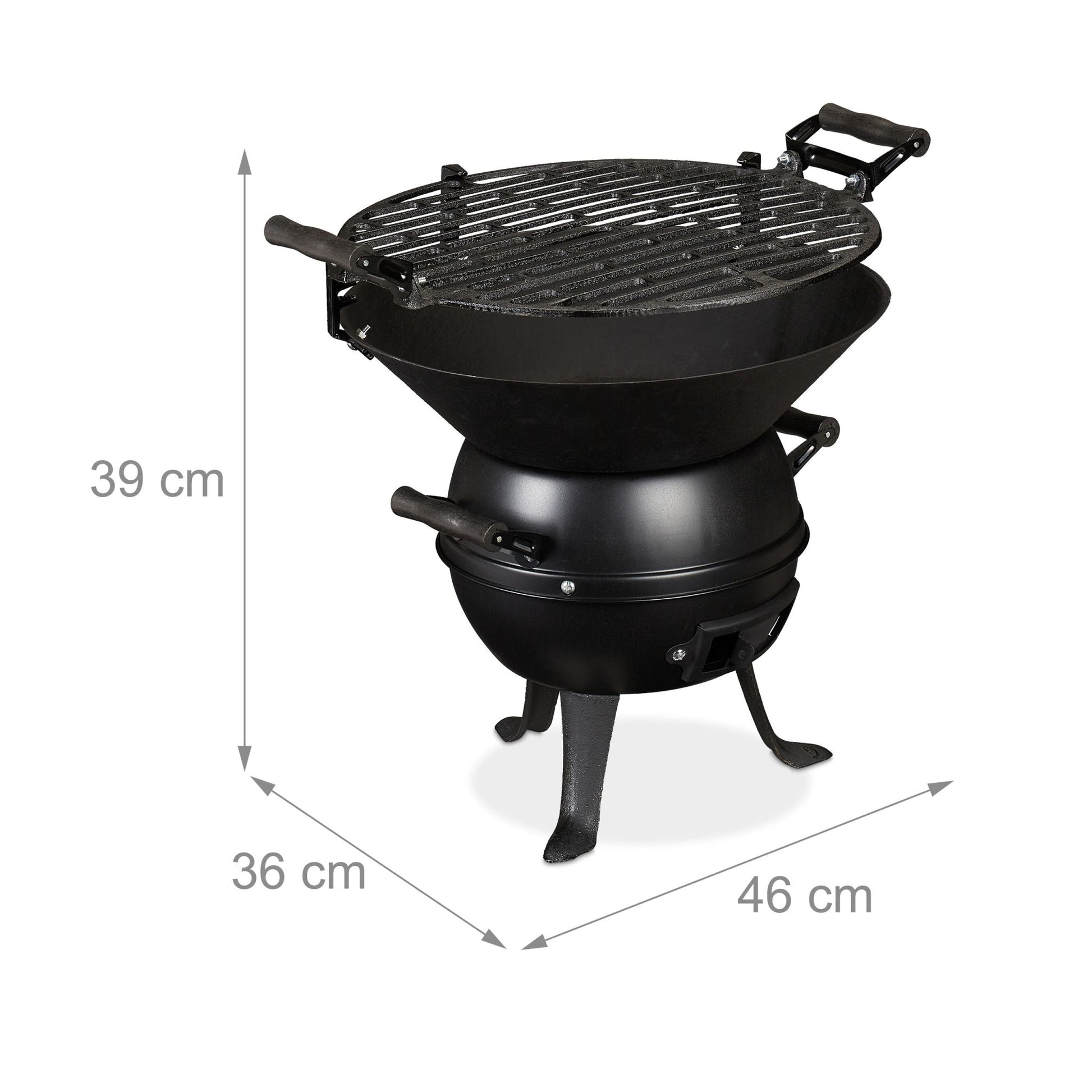 Grillfass Gusseisen Schwarz von Relaxdays