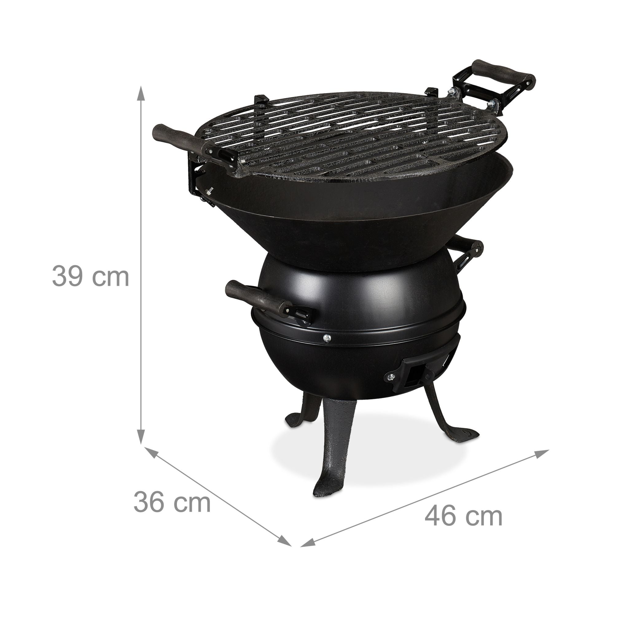 Grillfass Gusseisen Schwarz von Relaxdays