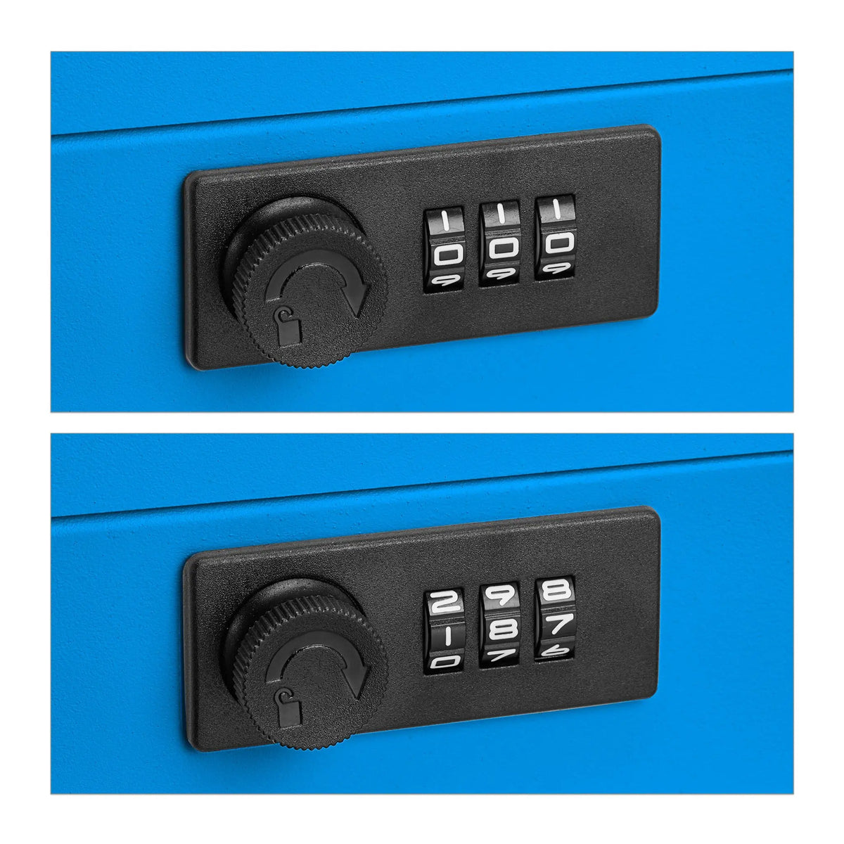 Geldkassette mit Zahlenkombination Blau-Schwarz-Silber von Relaxdays