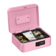 Geldkassette mit Zahlenkombination Rosa-Schwarz-Silber von Relaxdays