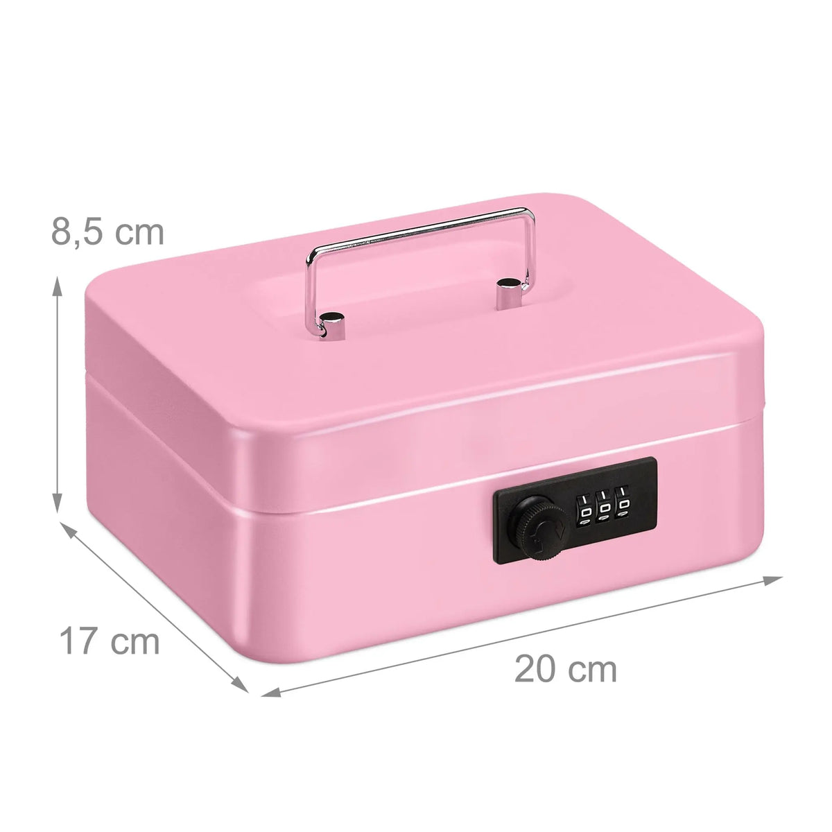 Geldkassette mit Zahlenkombination Rosa-Schwarz-Silber von Relaxdays
