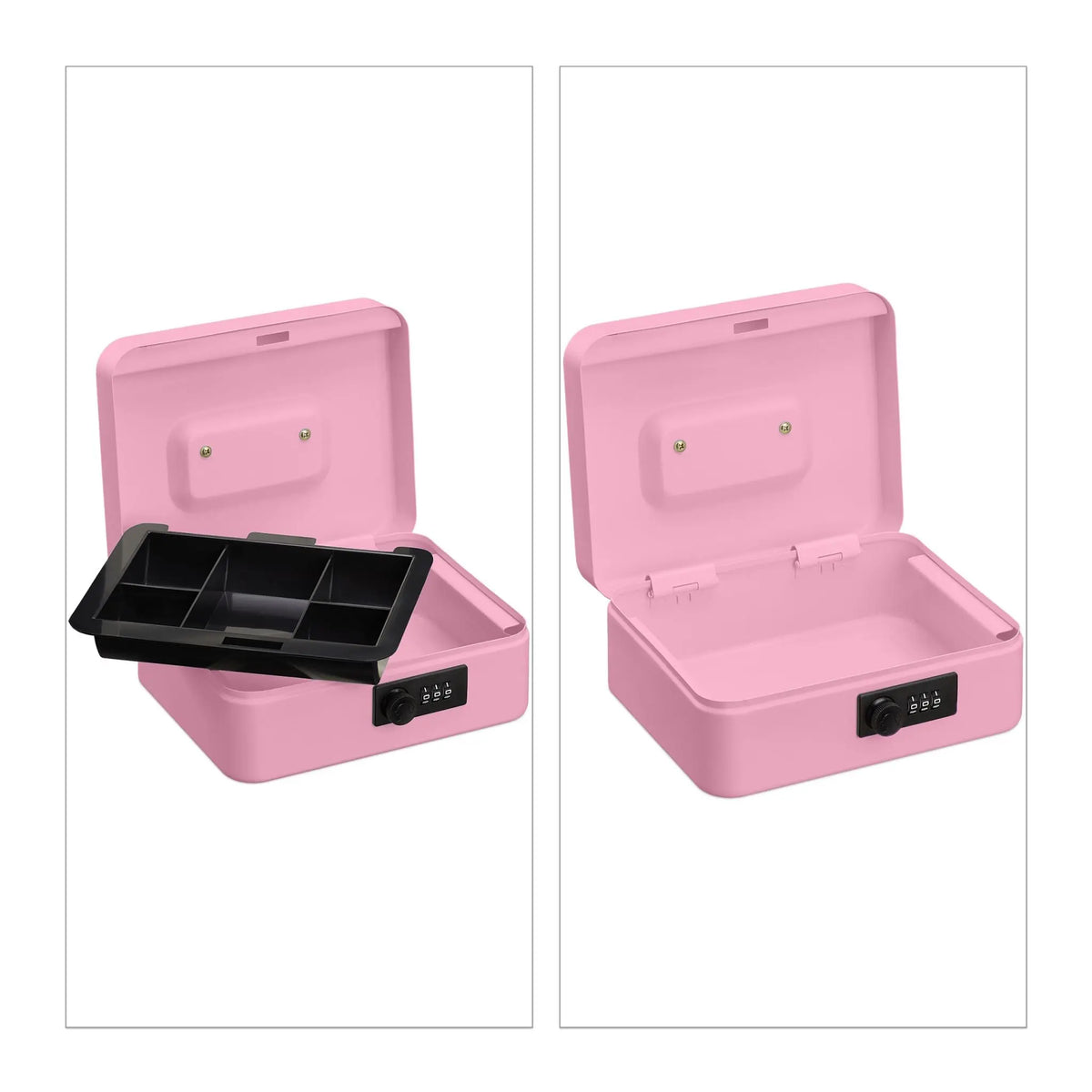 Geldkassette mit Zahlenkombination Rosa-Schwarz-Silber von Relaxdays