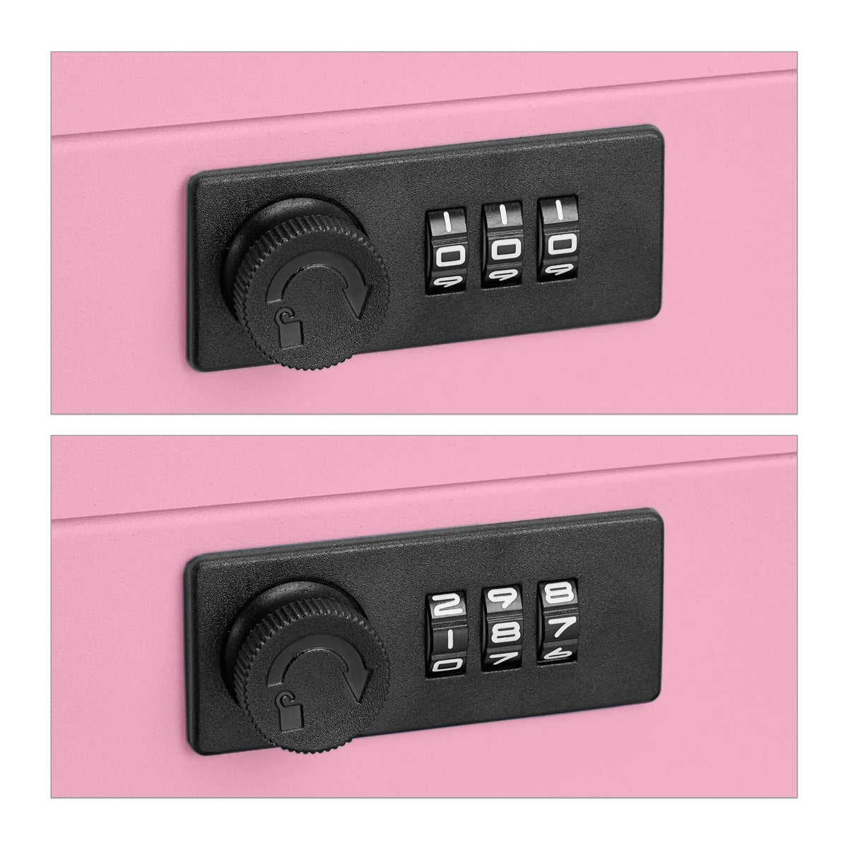 Geldkassette mit Zahlenkombination Rosa-Schwarz-Silber von Relaxdays