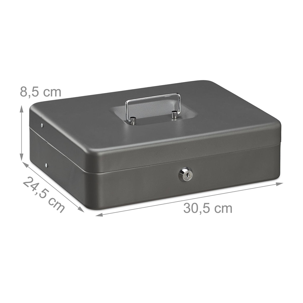 Abschliessbare Geldkassette Silber-Grau von Relaxdays