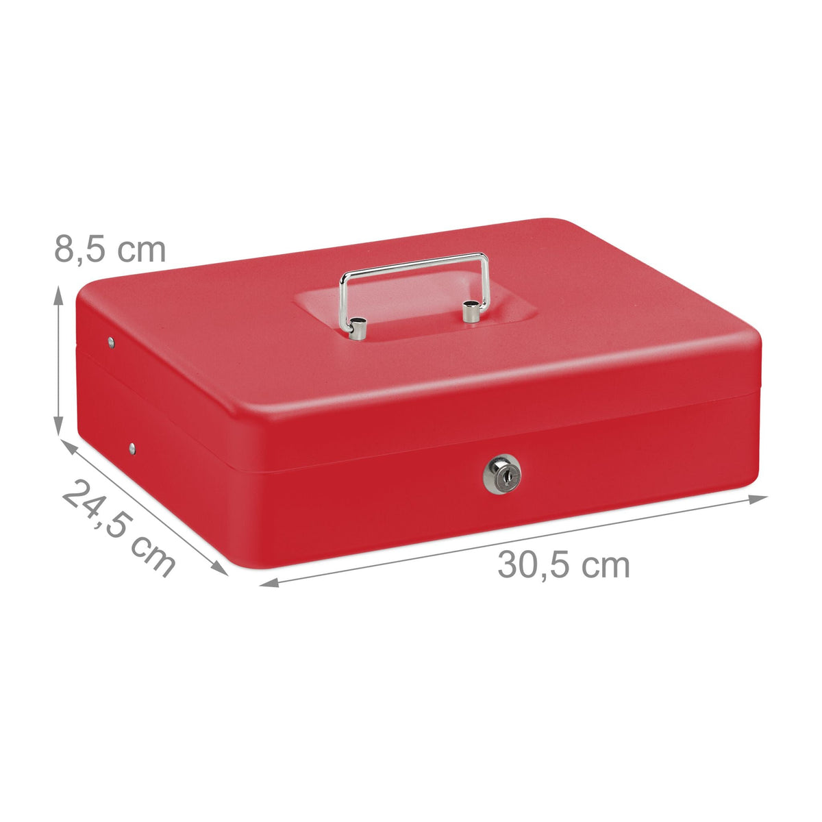 Abschliessbare Geldkassette Rot-Silber von Relaxdays