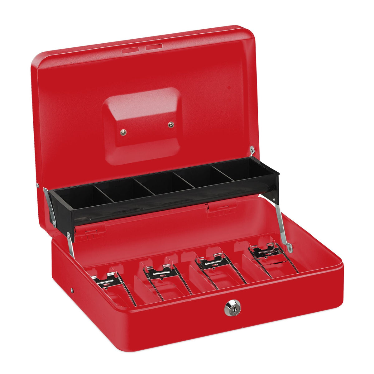 Abschliessbare Geldkassette Rot-Silber von Relaxdays