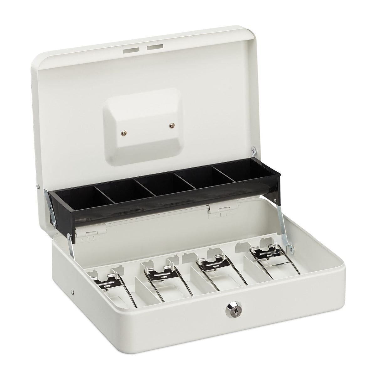 Abschliessbare Geldkassette Weiss-Silber von Relaxdays