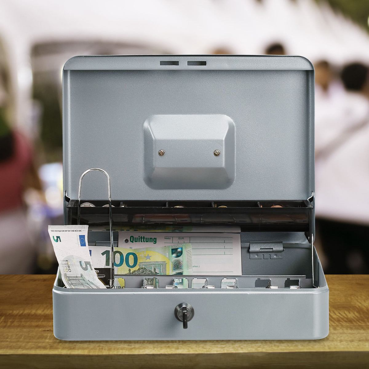 Abschliessbare Geldkassette Silber von Relaxdays