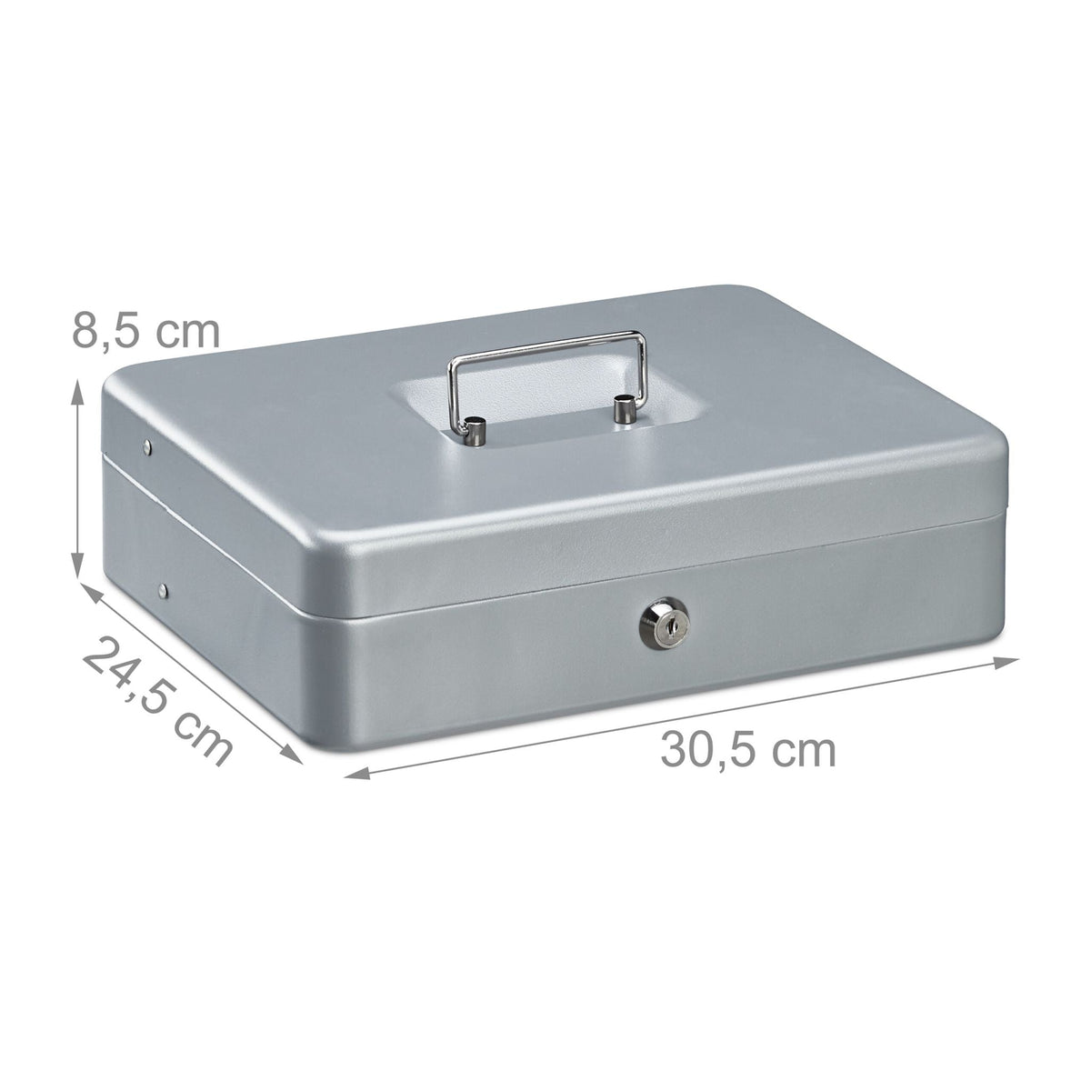 Abschliessbare Geldkassette Silber von Relaxdays
