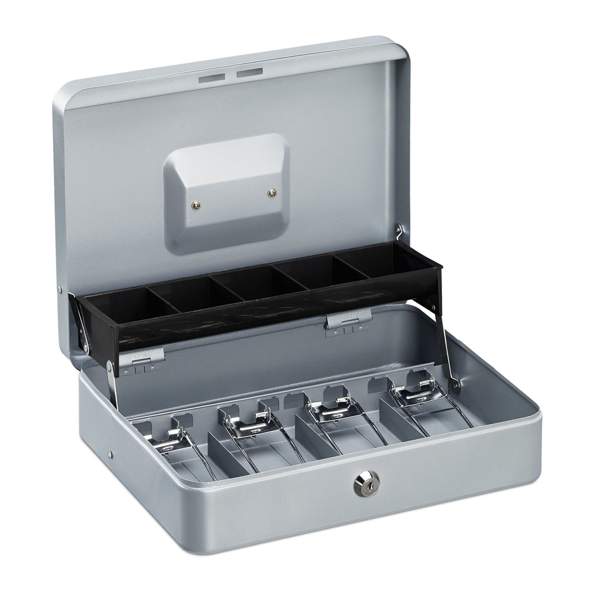 Abschliessbare Geldkassette Silber von Relaxdays