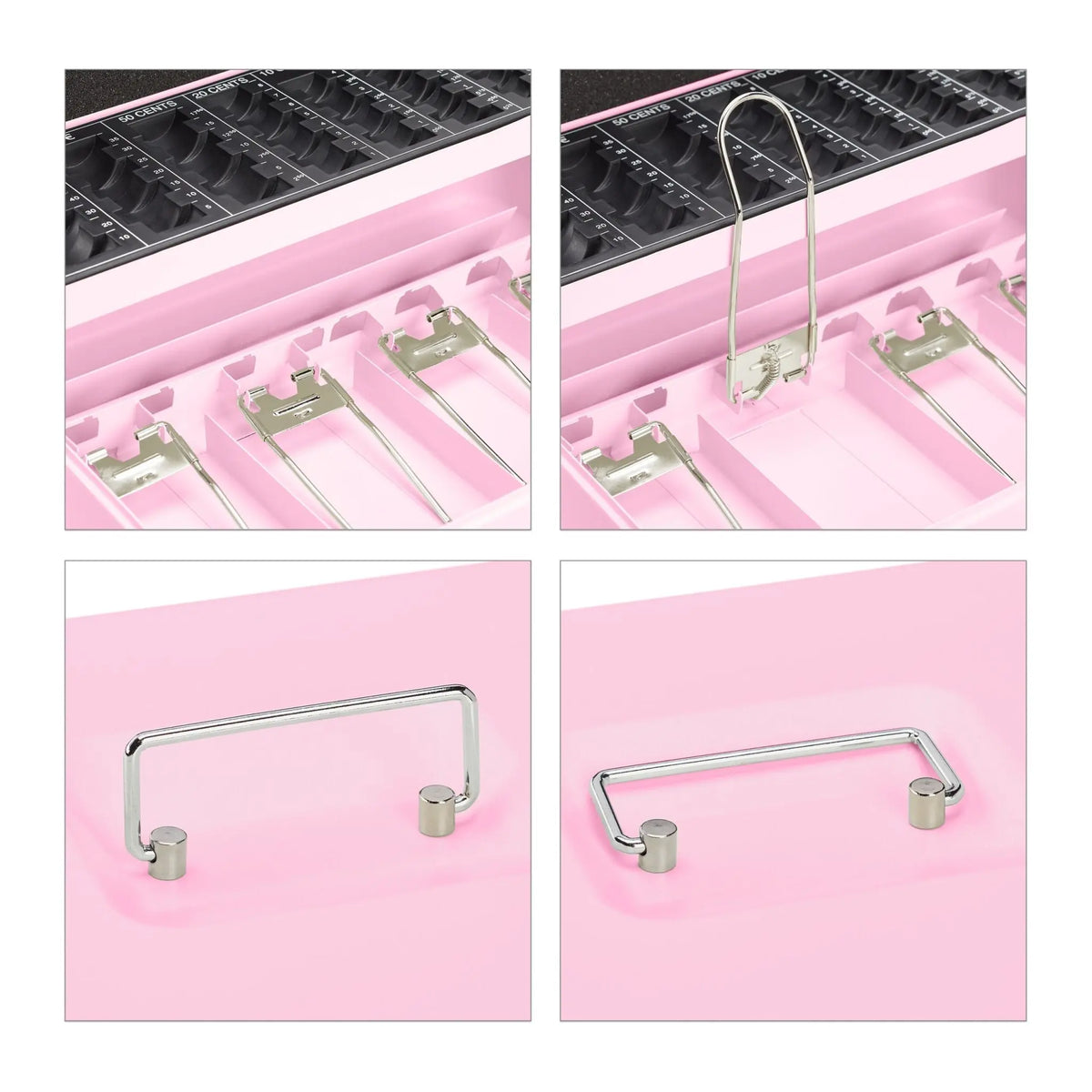 Geldkassette mit Euro Münzzählbrett Rosa-Silber von Relaxdays