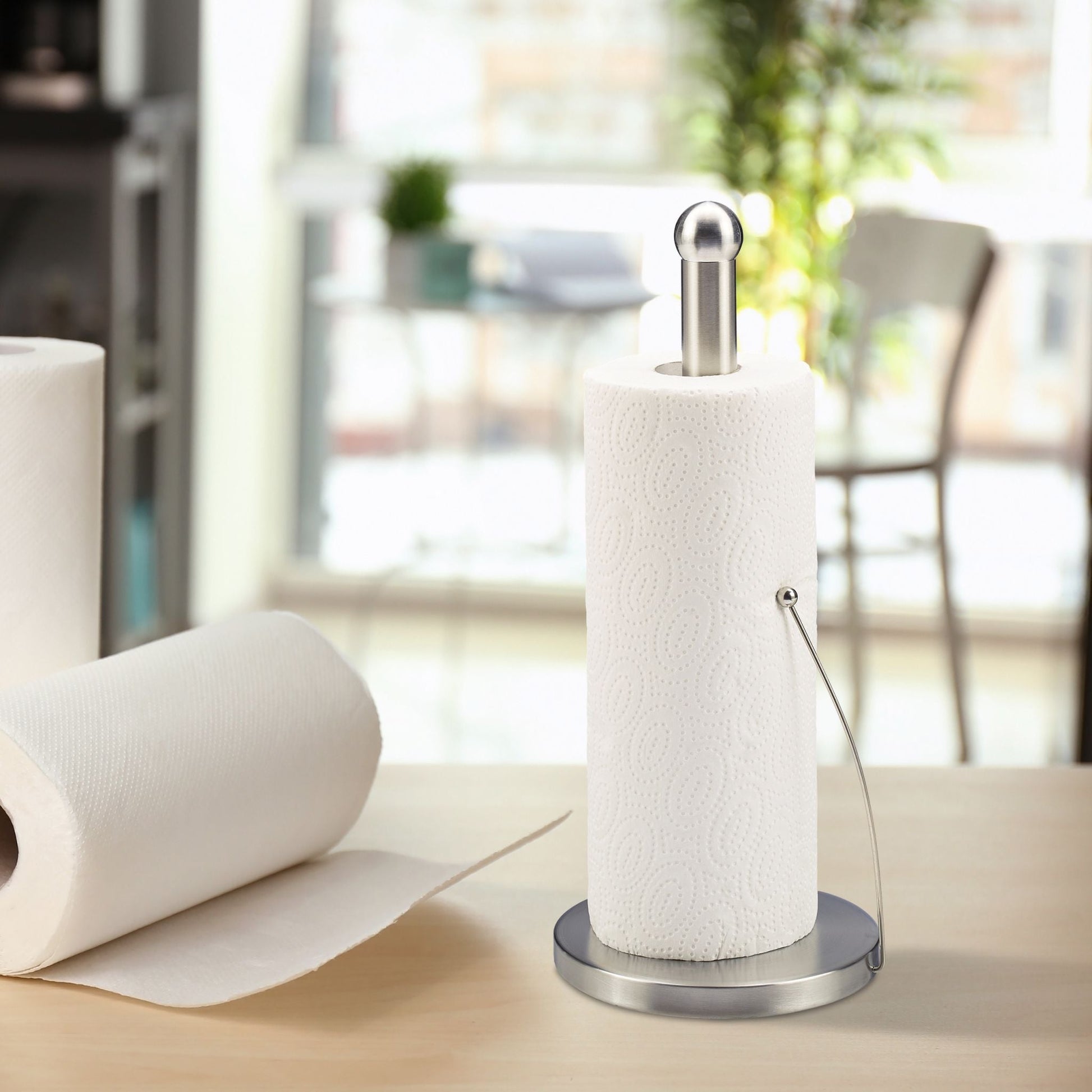 Küchenrollenhalter stehend Silber von Relaxdays