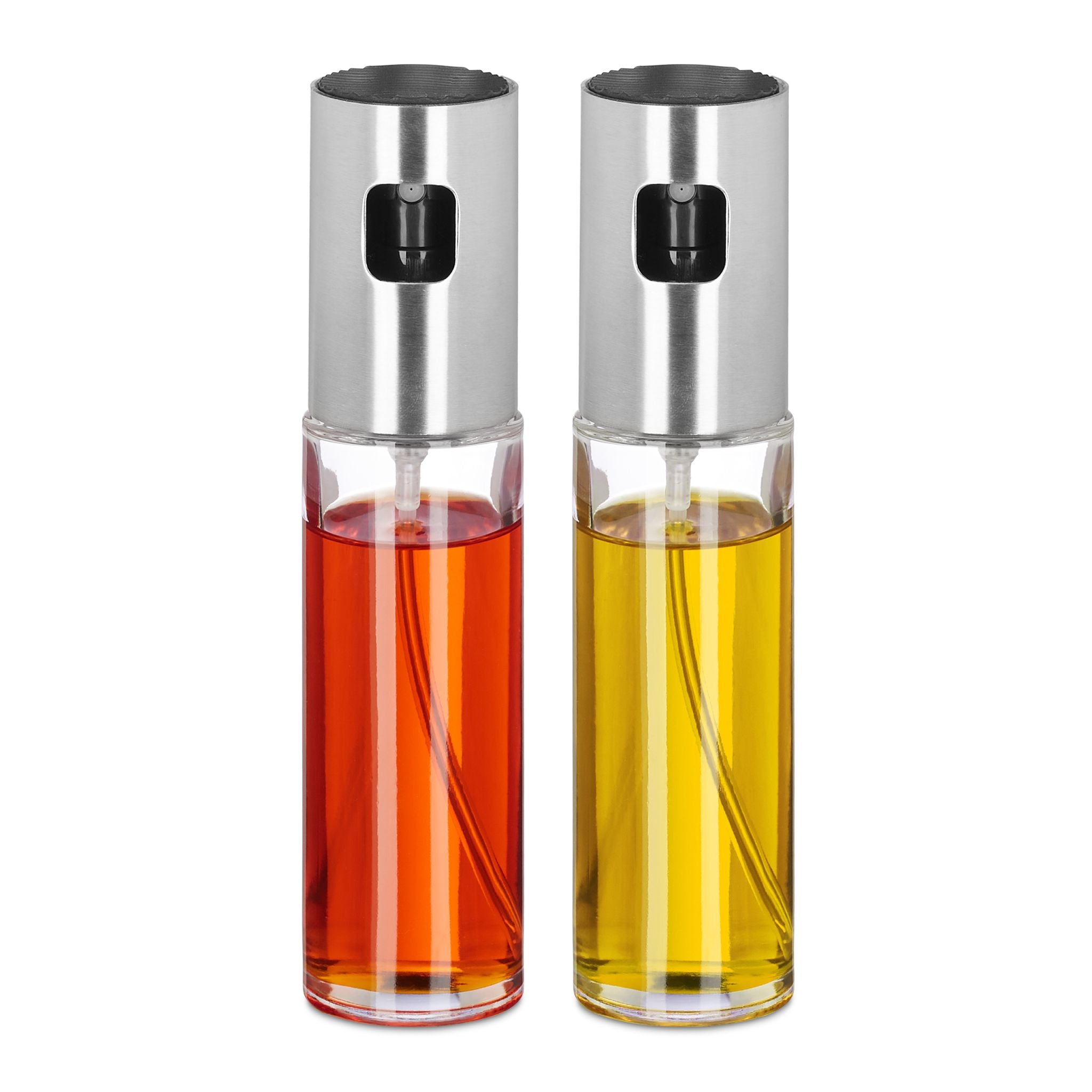 Essig- und Ölsprüher-Set 100ml Schwarz-Silber-Transparent von Relaxdays