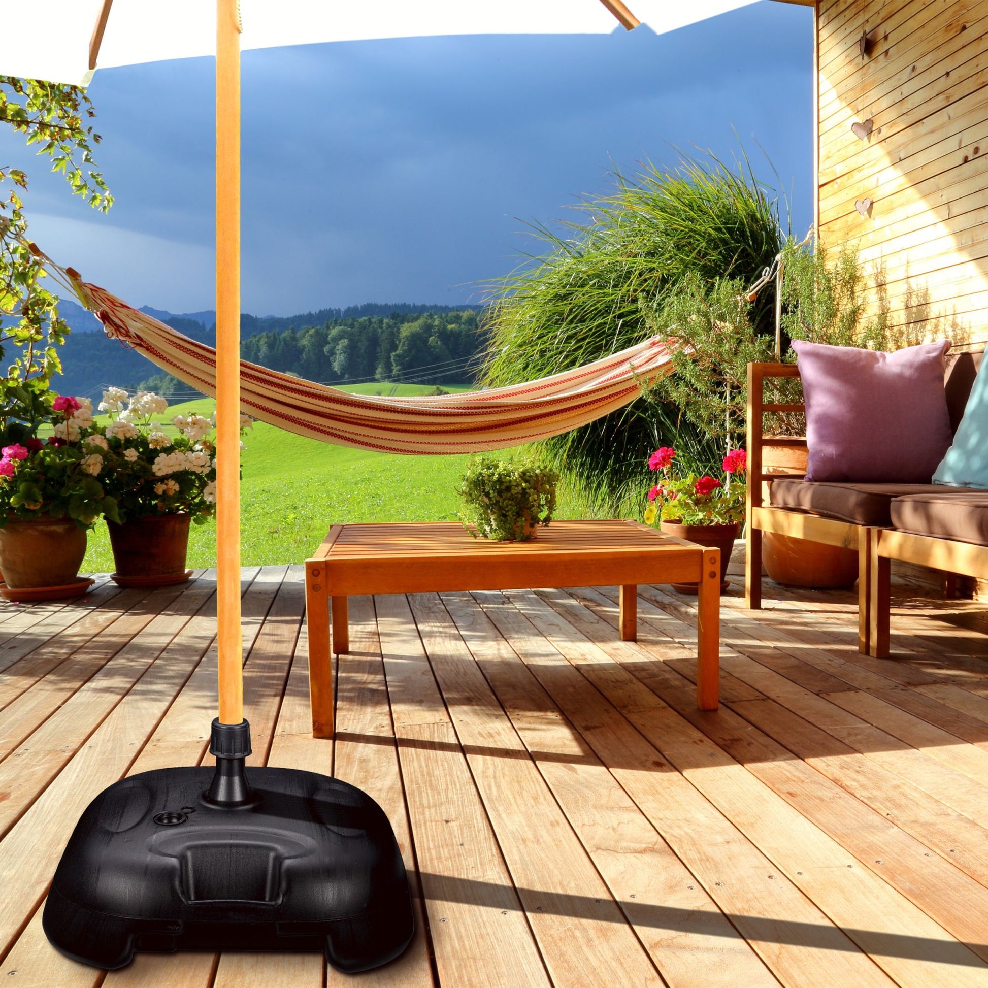 Sonnenschirmständer Kunststoff Schwarz von Relaxdays