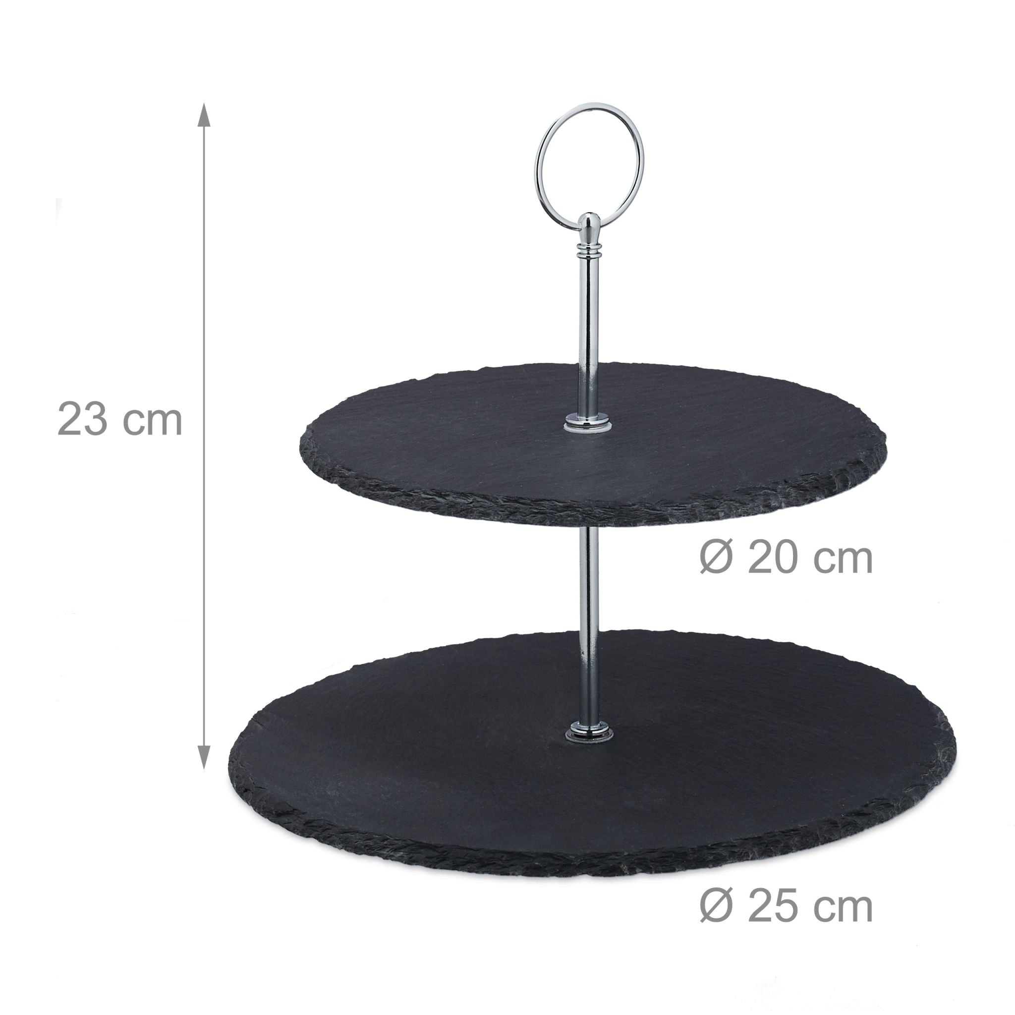 Etagere Schiefer 2 Etagen Anthrazit-Silber von Relaxdays