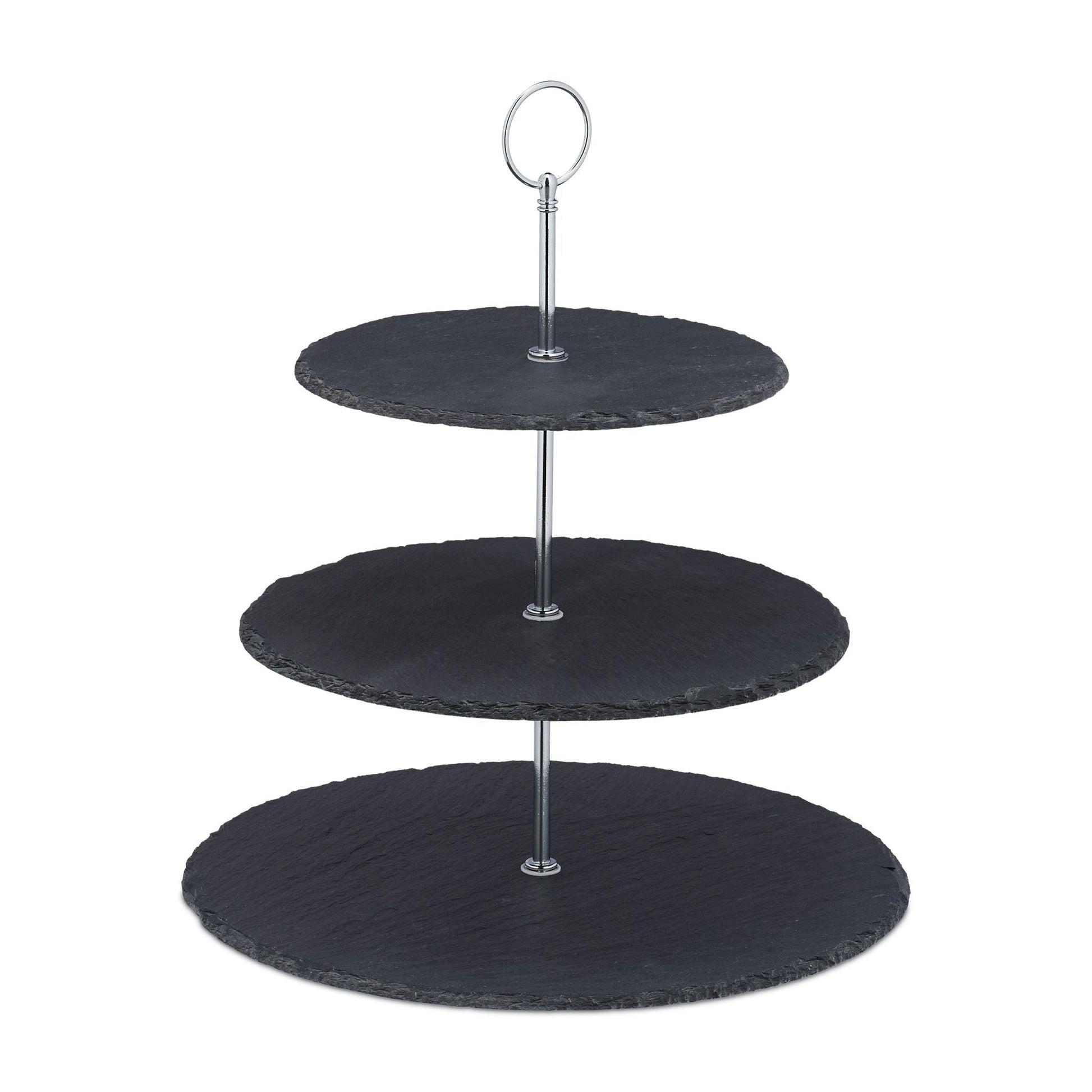 Etagere Schiefer 3 Etagen Anthrazit-Silber von Relaxdays