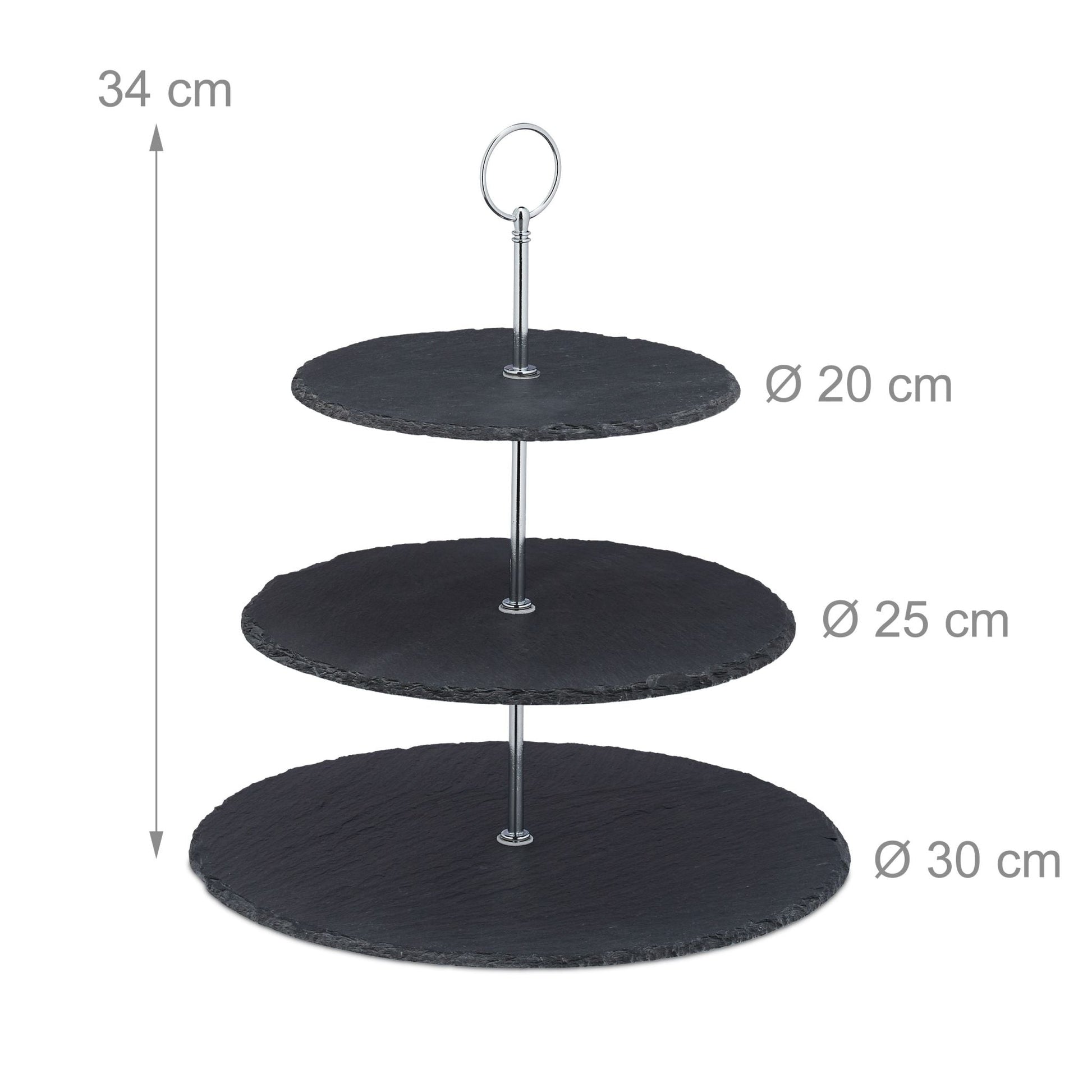 Etagere Schiefer 3 Etagen Anthrazit-Silber von Relaxdays