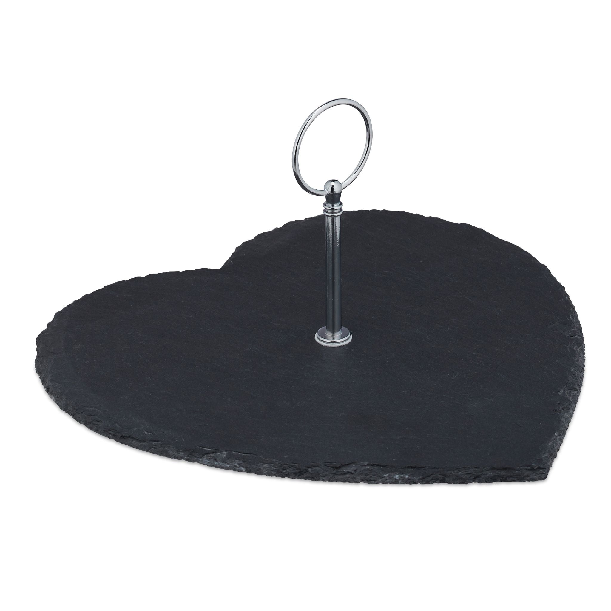 Schieferplatte Herzform Anthrazit-Silber von Relaxdays