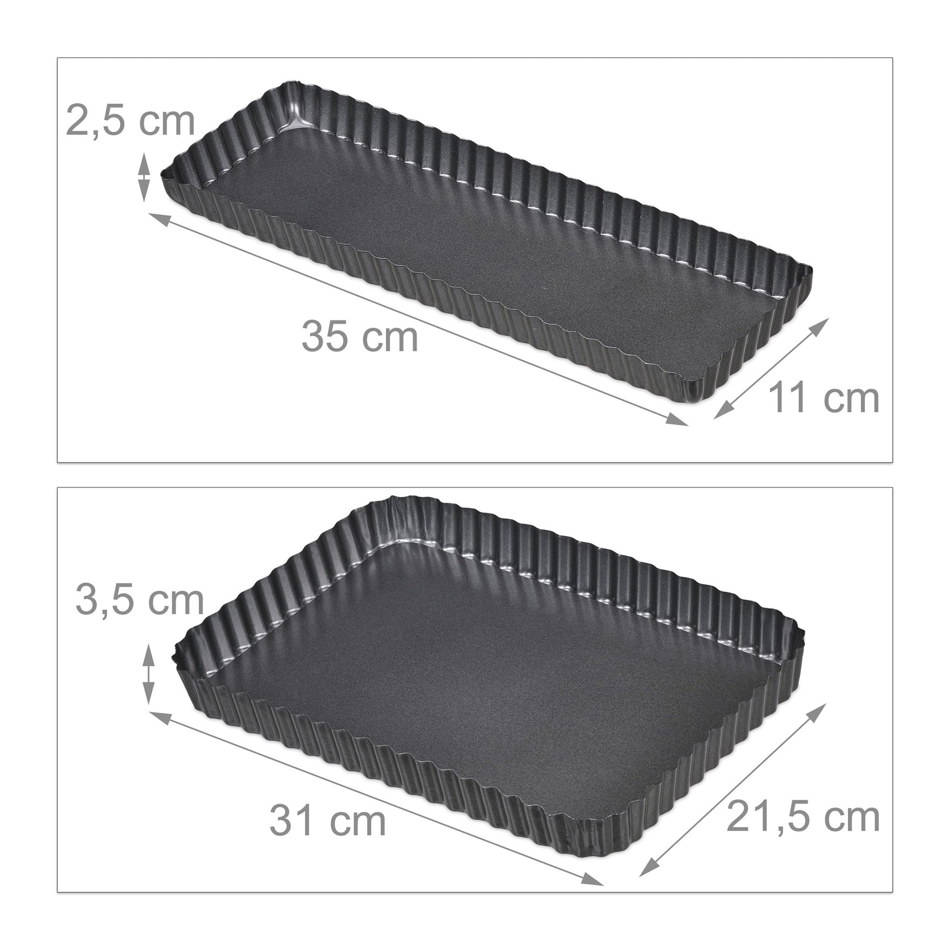 Tarteform mit Hebeboden 2er-Set Anthrazit von Relaxdays
