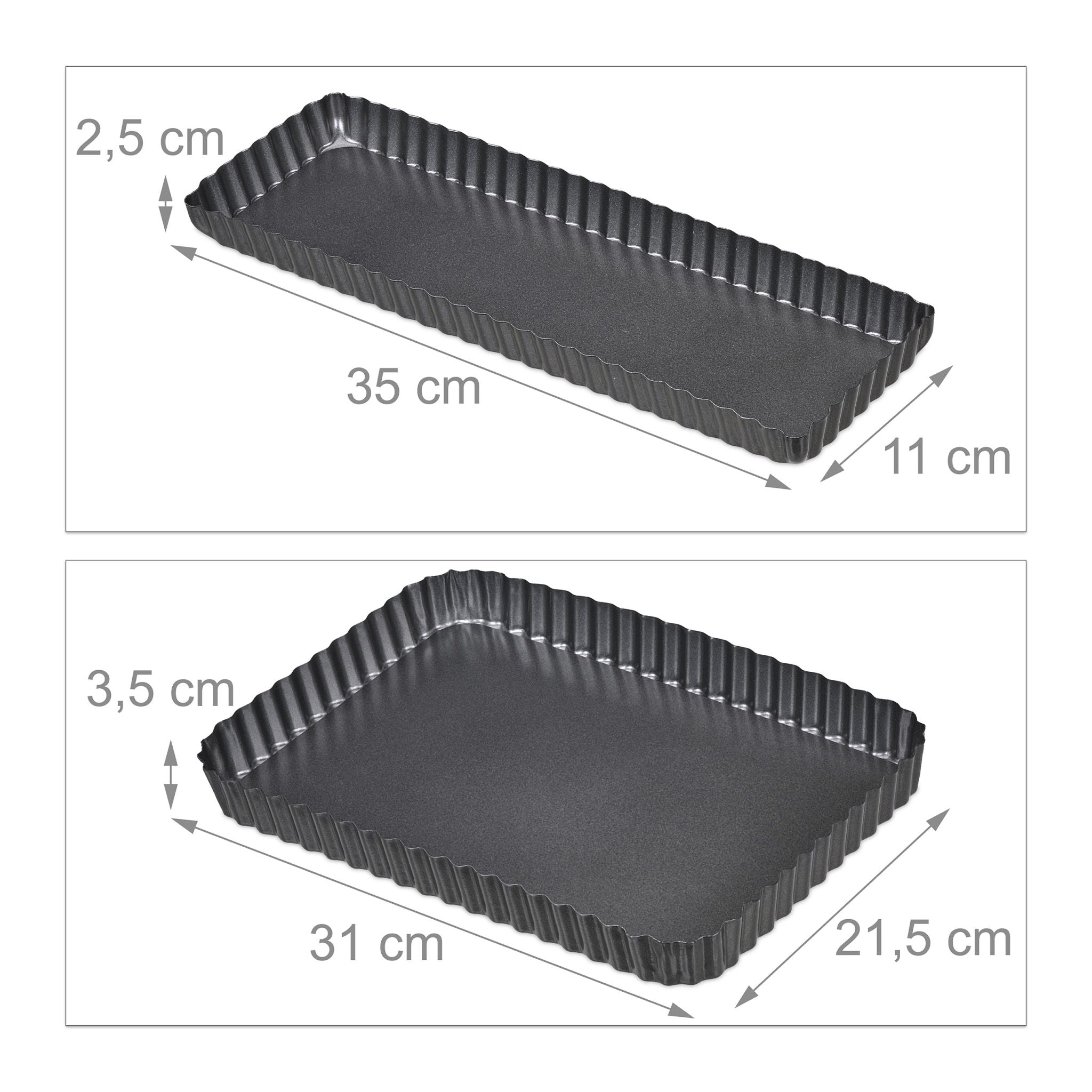 Tarteform mit Hebeboden 2er-Set Anthrazit von Relaxdays