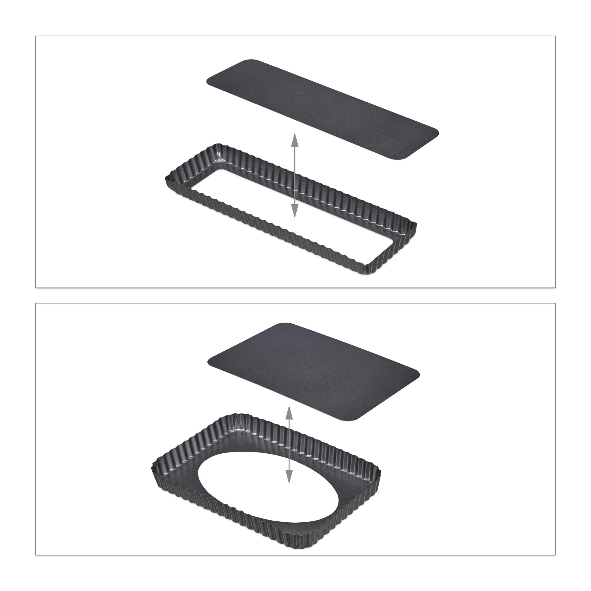 Tarteform mit Hebeboden 2er-Set Anthrazit von Relaxdays