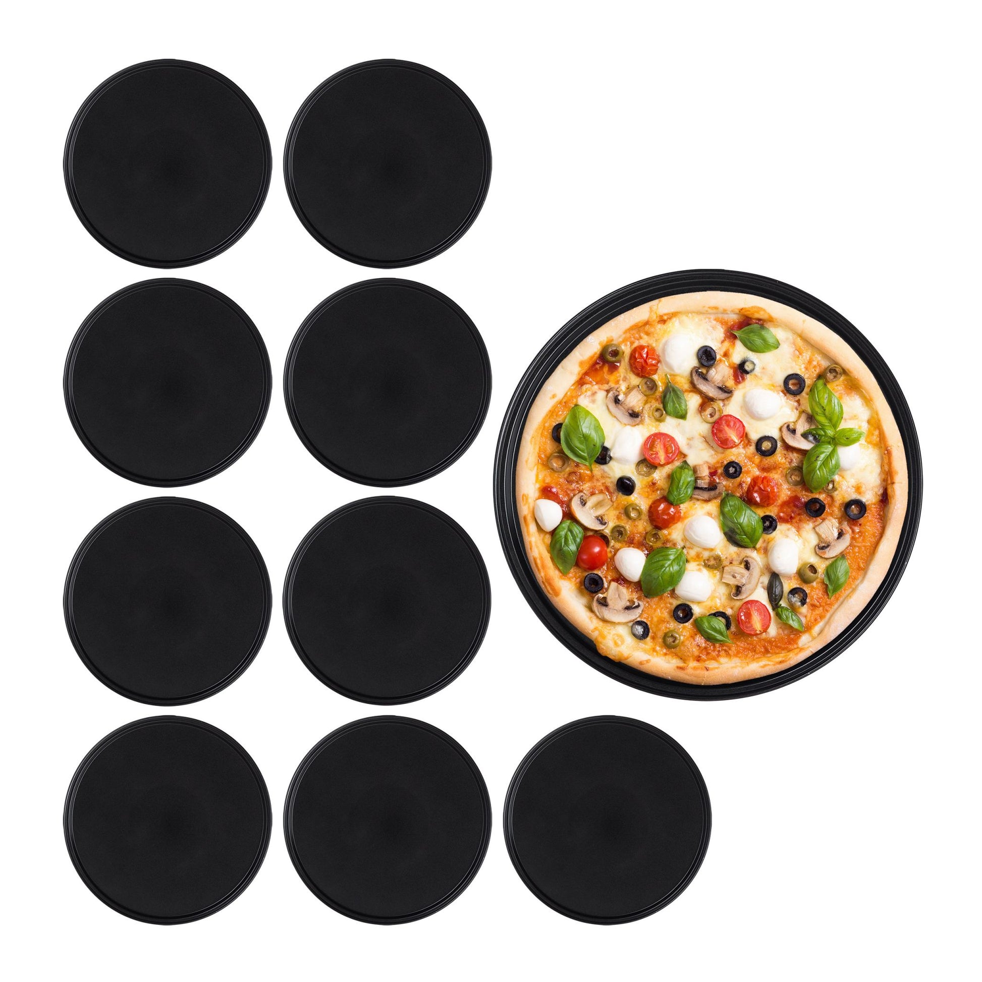 Pizzablech 10er-Set Schwarz von Relaxdays