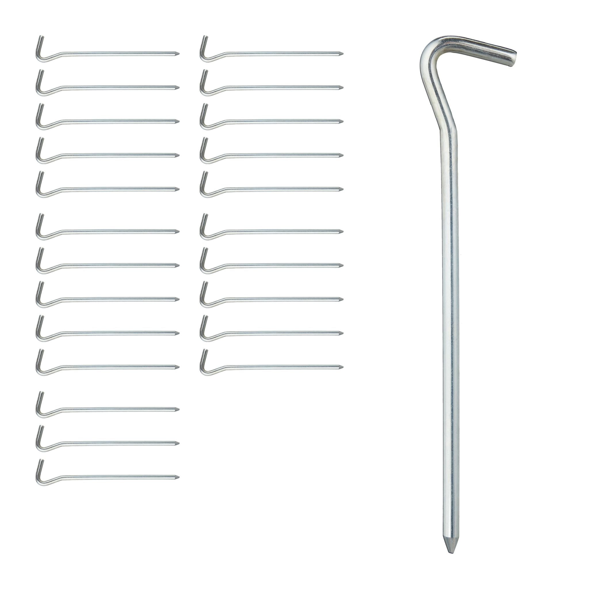 Zeltheringe rund 24er-Set Silber
