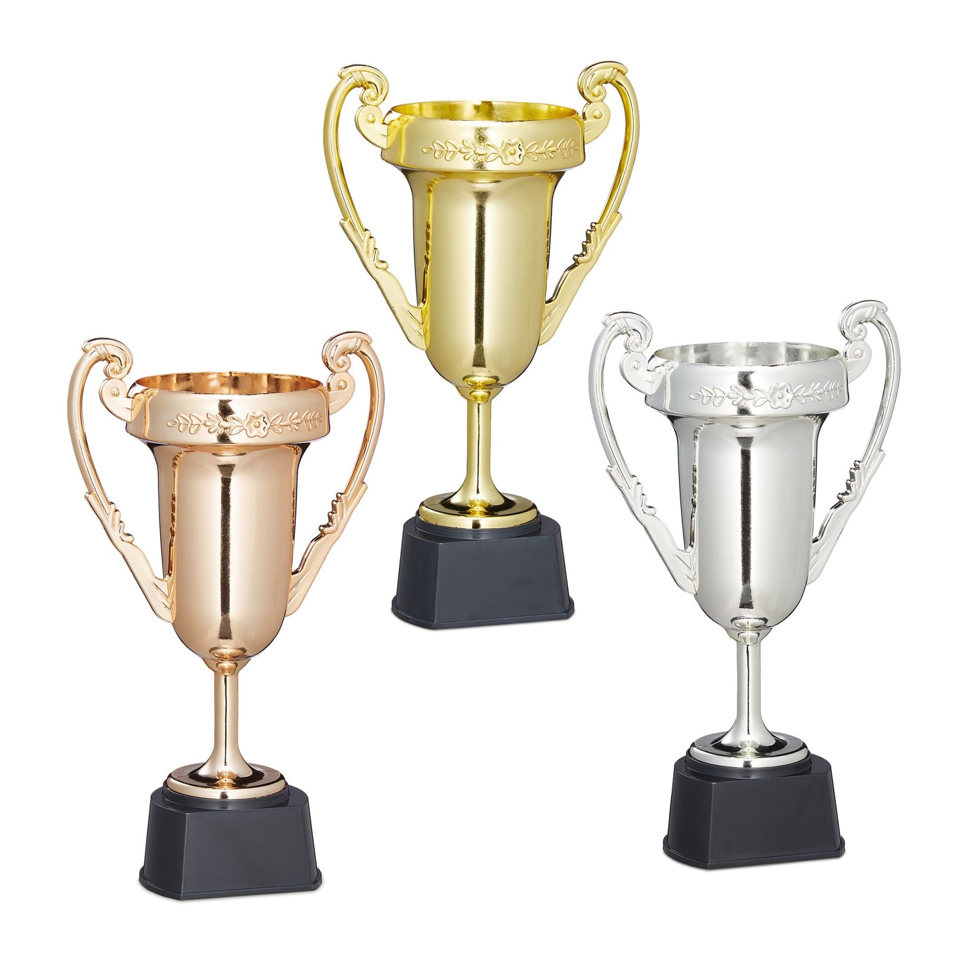 Pokale 3er-Set Braun-Gold-Silber von Relaxdays