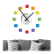 Wanduhr DIY bunt Gelb-Schwarz-Silber von Relaxdays