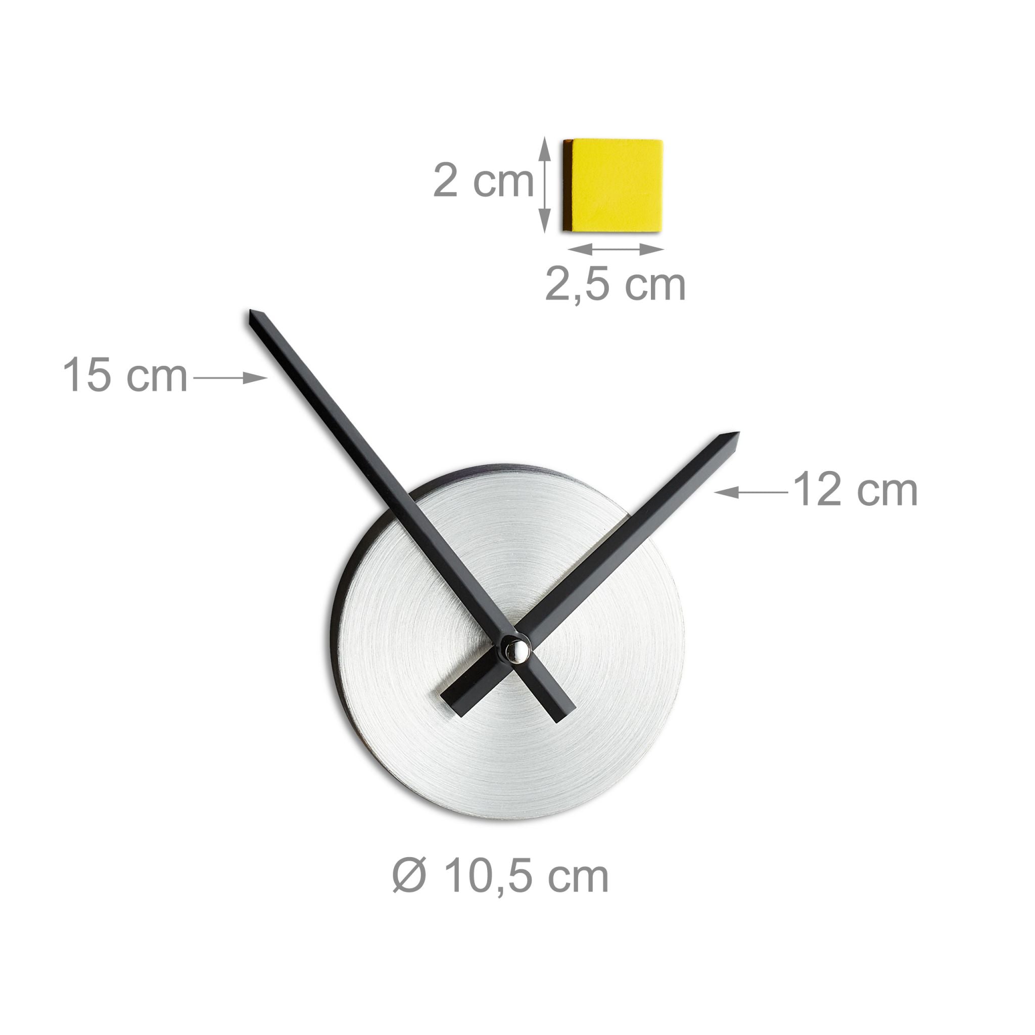 Wanduhr DIY bunt Gelb-Schwarz-Silber von Relaxdays