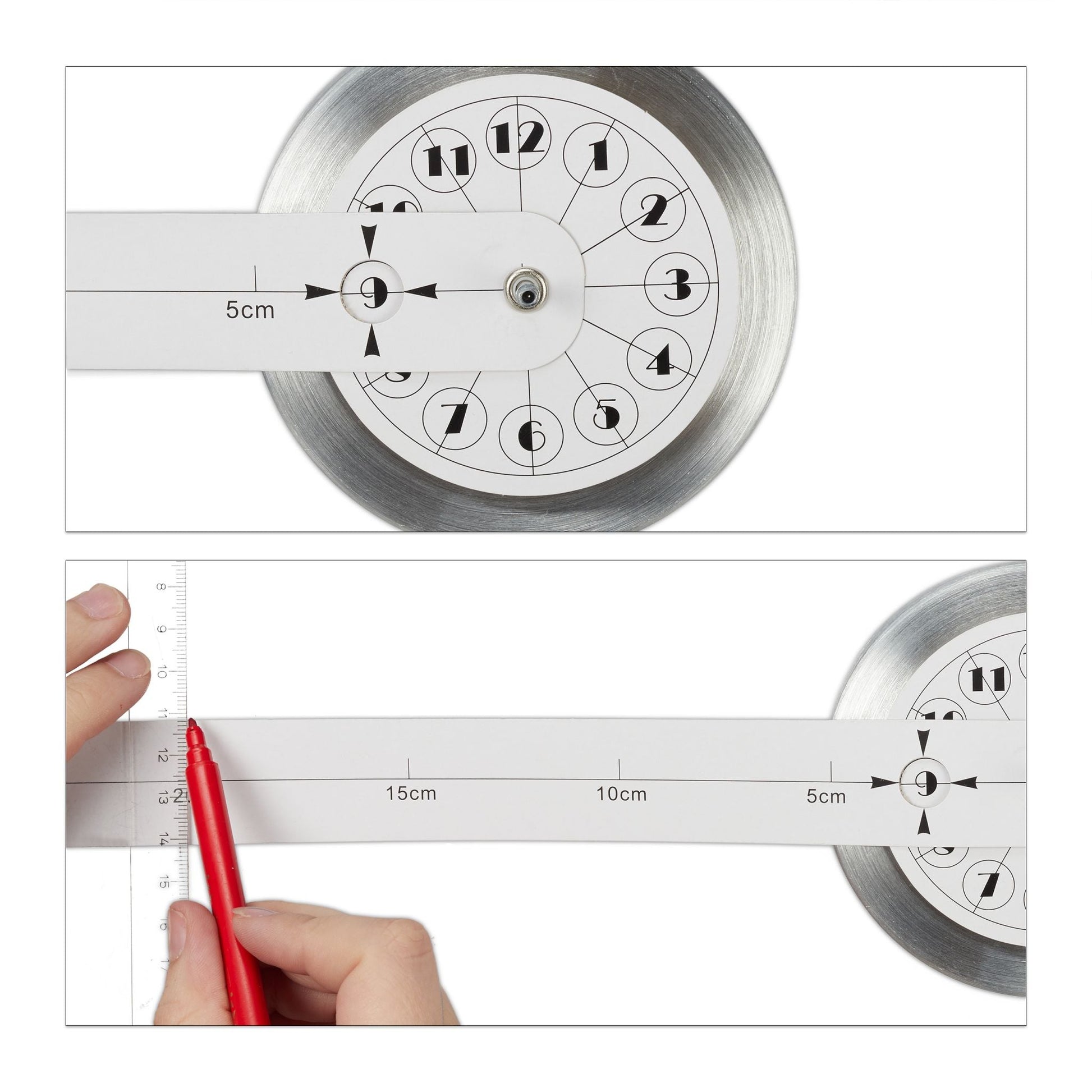 Wanduhr DIY bunt Gelb-Schwarz-Silber von Relaxdays