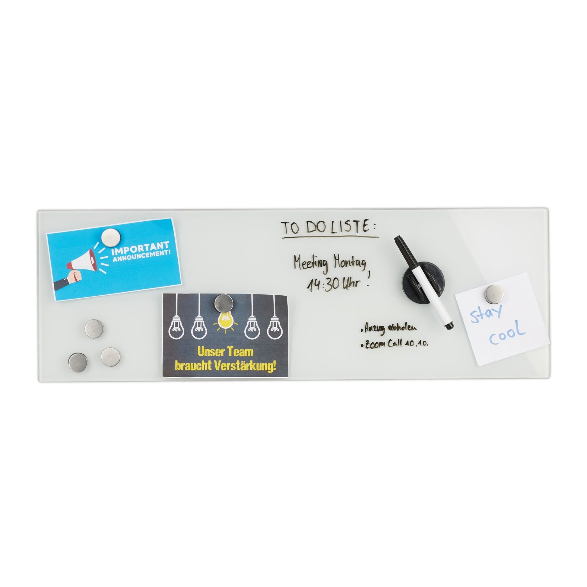 Magnettafel Glas Weiss von Relaxdays