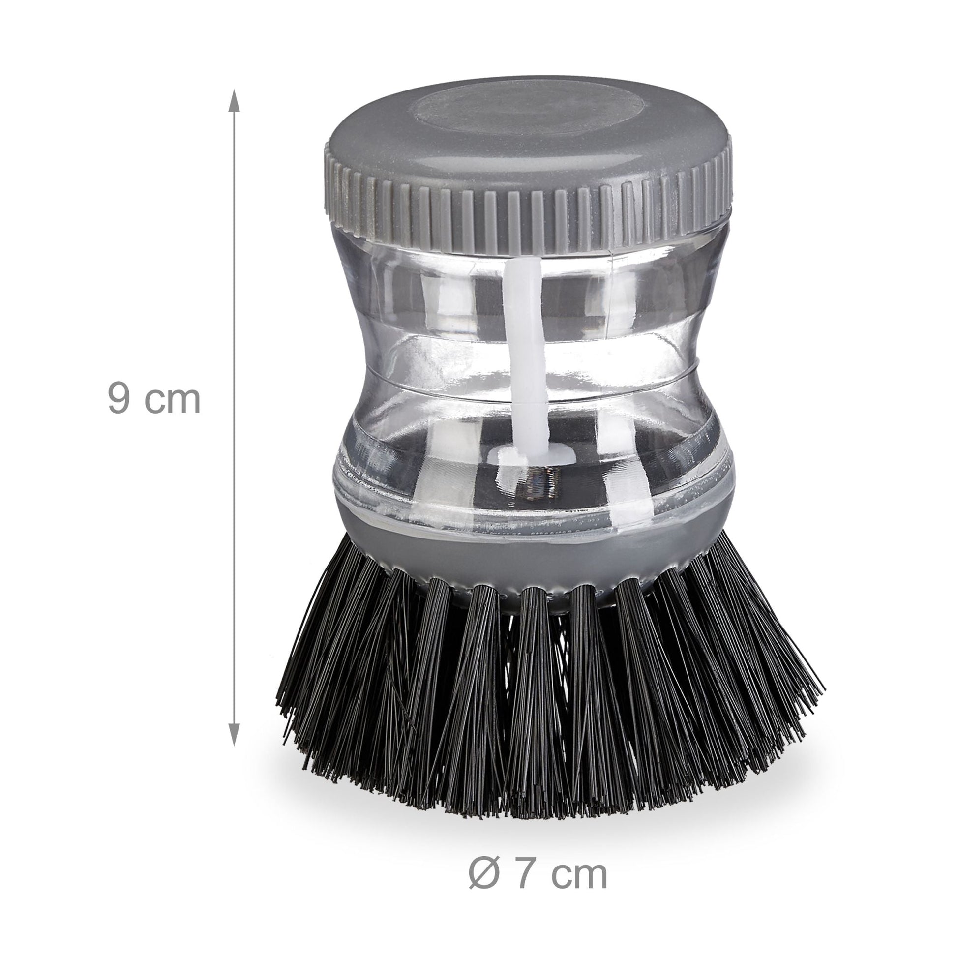 Spülbürste mit Spülmittelspender-Set Schwarz-Transparent-Grau von Relaxdays