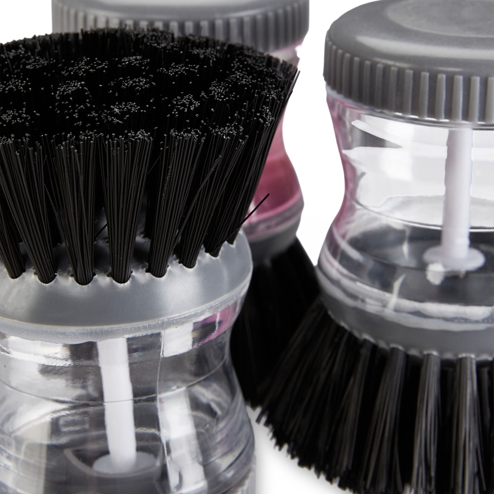 Spülbürste mit Spülmittelspender-Set Schwarz-Transparent-Grau von Relaxdays