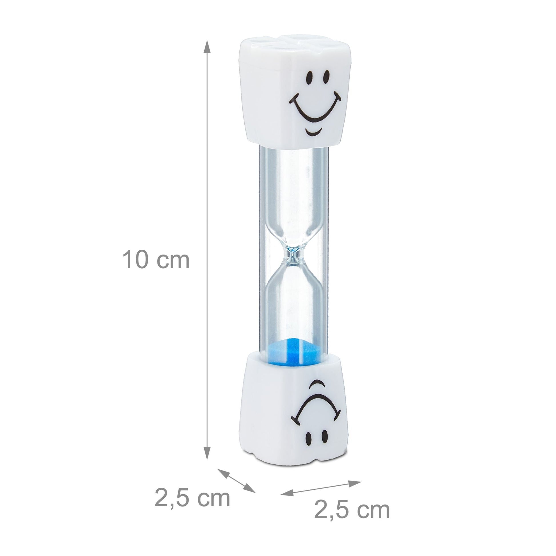 Sanduhr Zähneputzen Kinder 10er-Set Weiss-Blau-Transparent von Relaxdays
