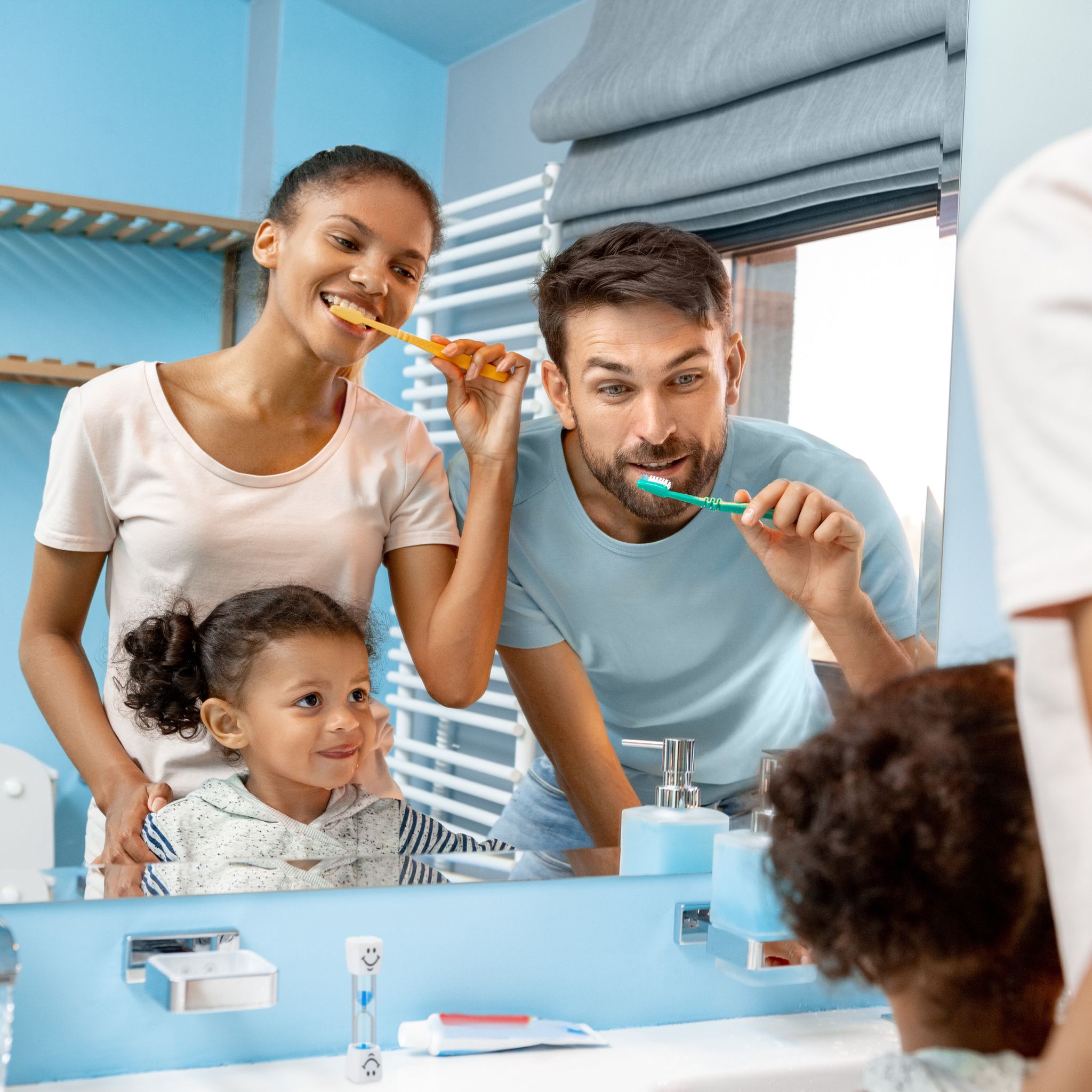 Sanduhr Zähneputzen Kinder 10er-Set Weiss-Blau-Transparent von Relaxdays