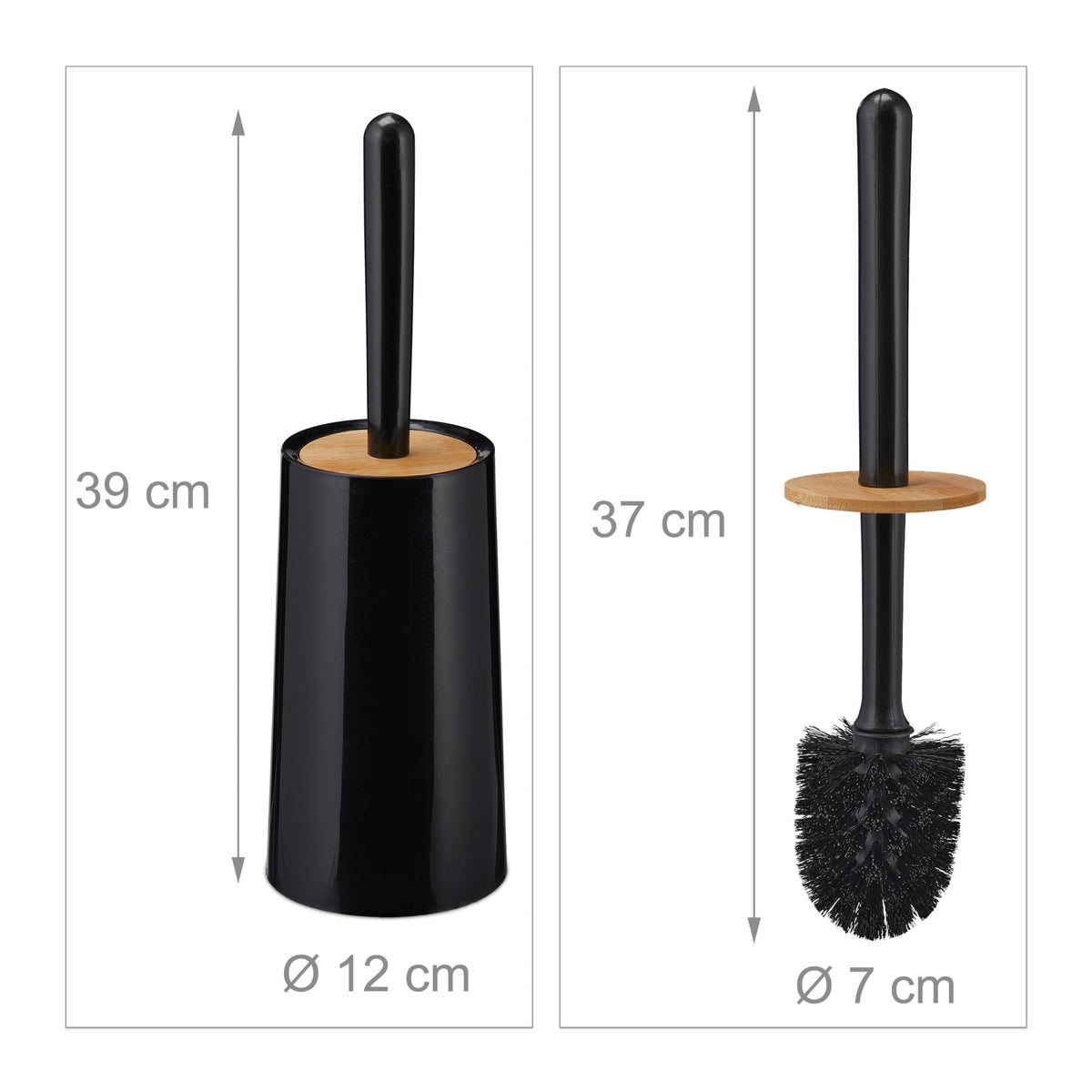 Toilettenbürste mit Behälter Hellbraun-Schwarz von Relaxdays