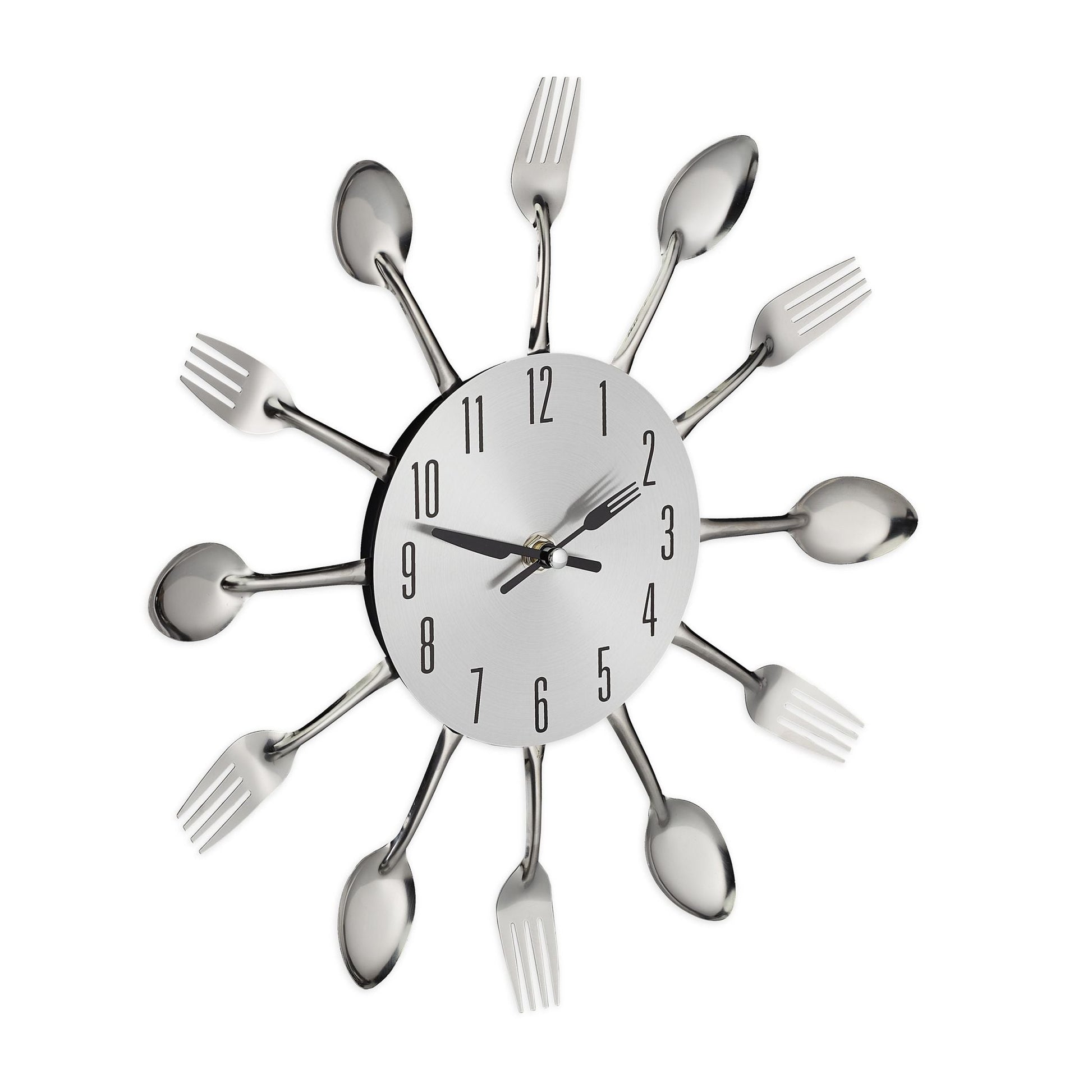 Wanduhr Besteck Schwarz-Silber von Relaxdays