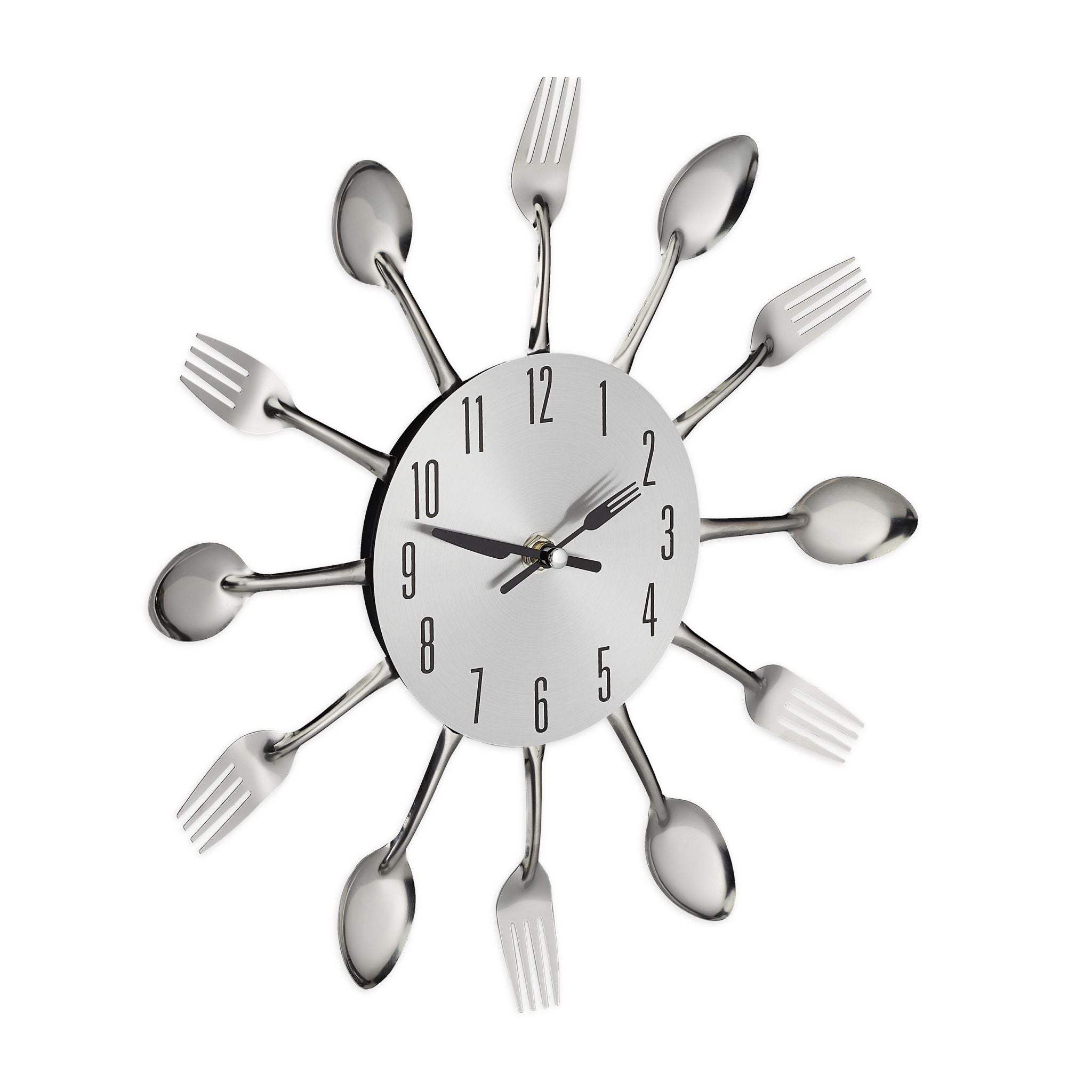 Wanduhr Besteck Schwarz-Silber von Relaxdays
