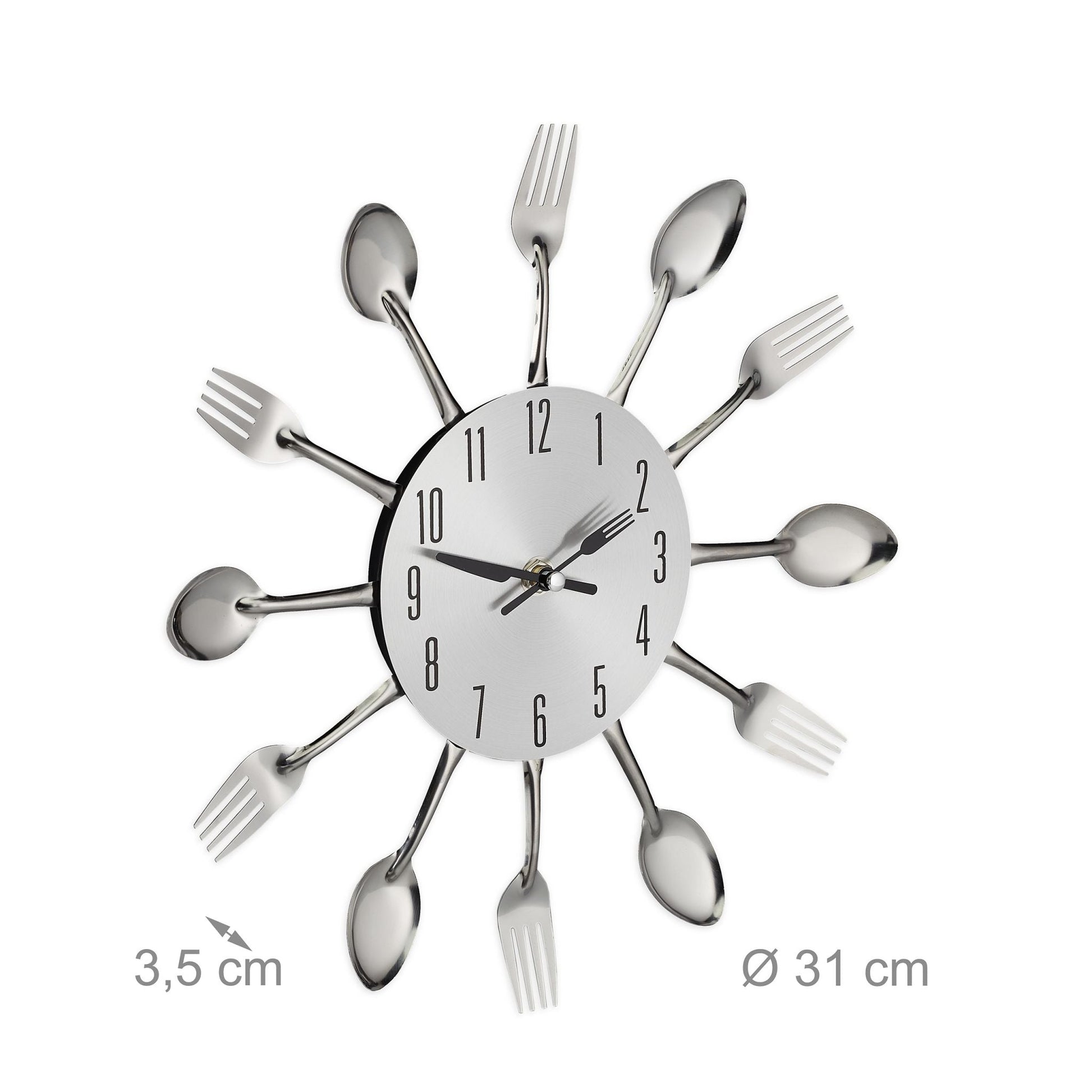 Wanduhr Besteck Schwarz-Silber von Relaxdays