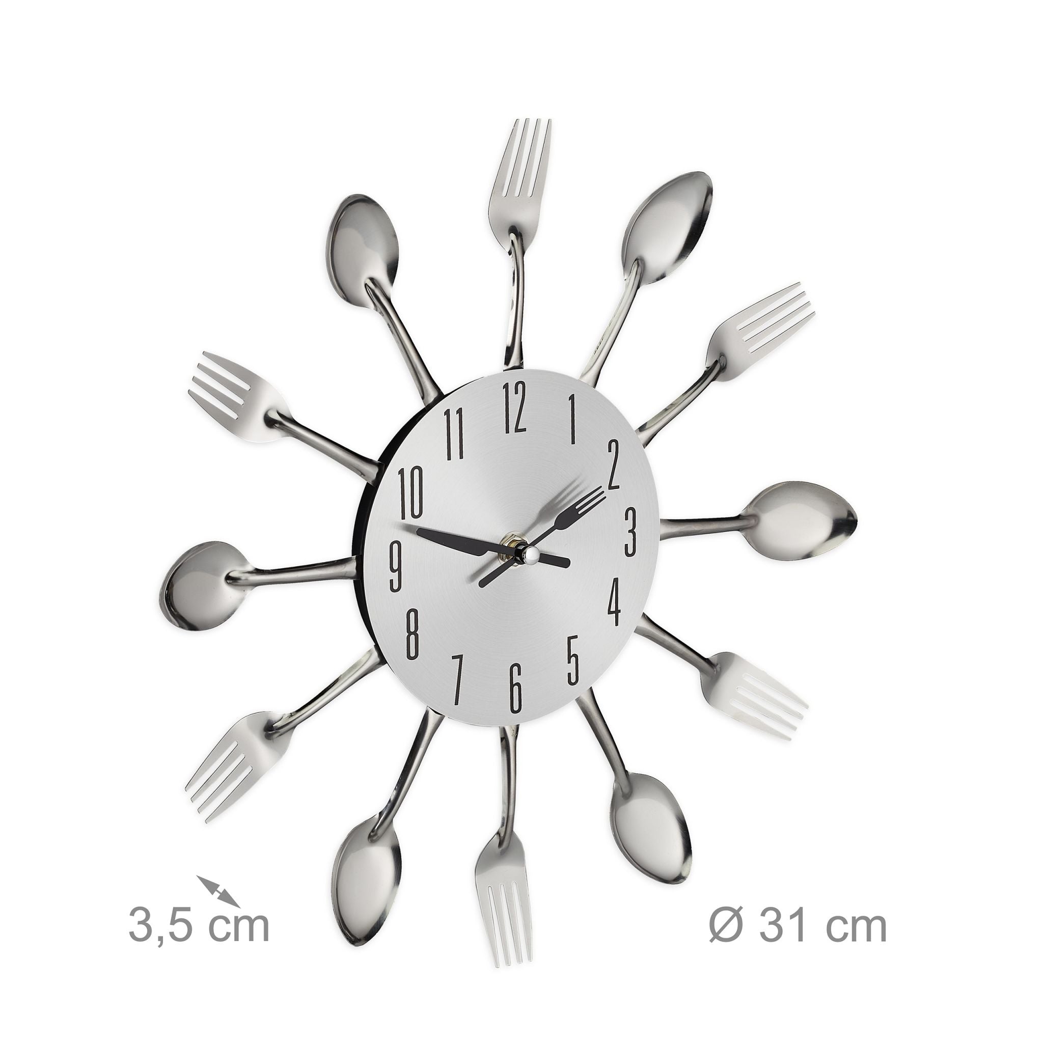 Wanduhr Besteck Schwarz-Silber von Relaxdays