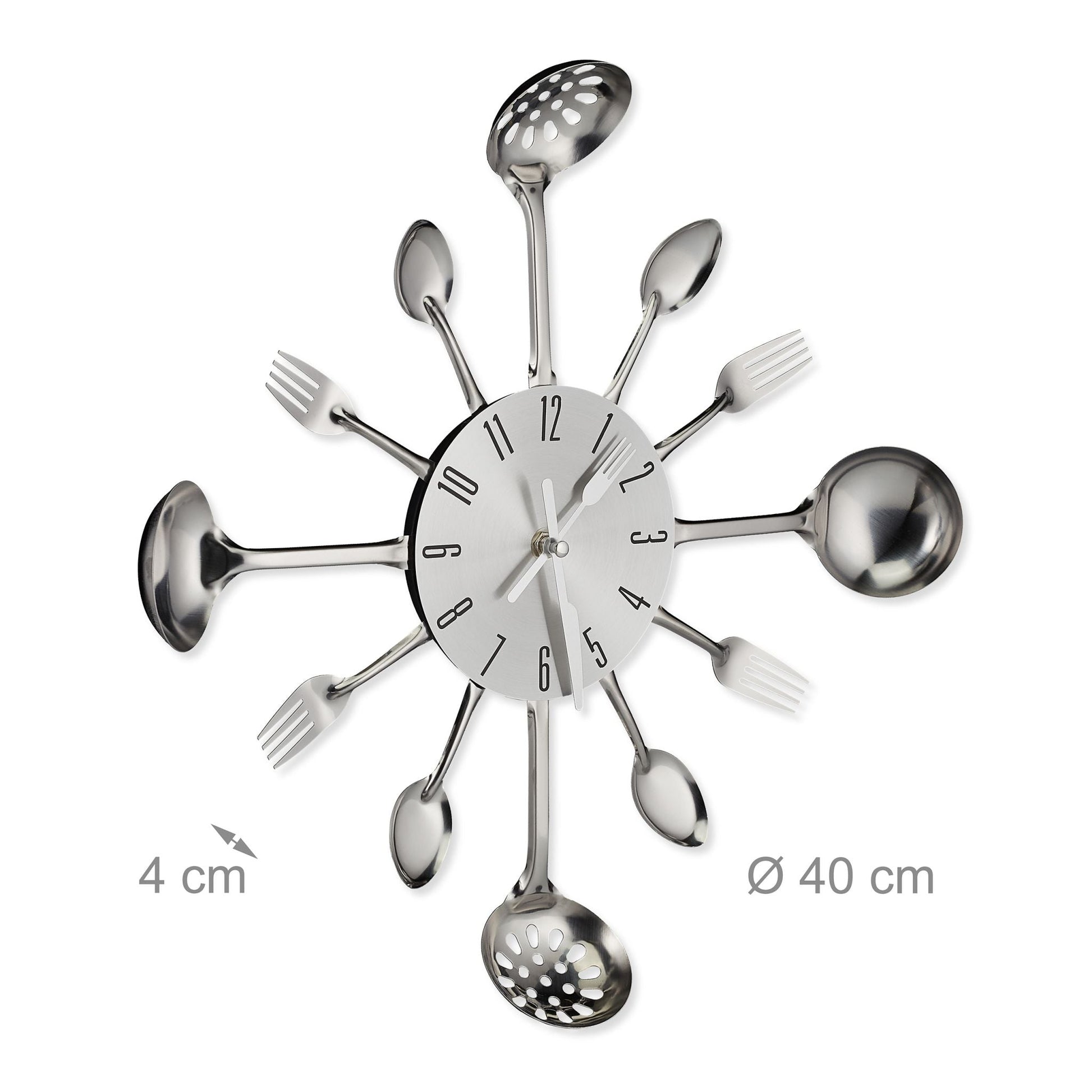 Wanduhr Besteck Silber von Relaxdays
