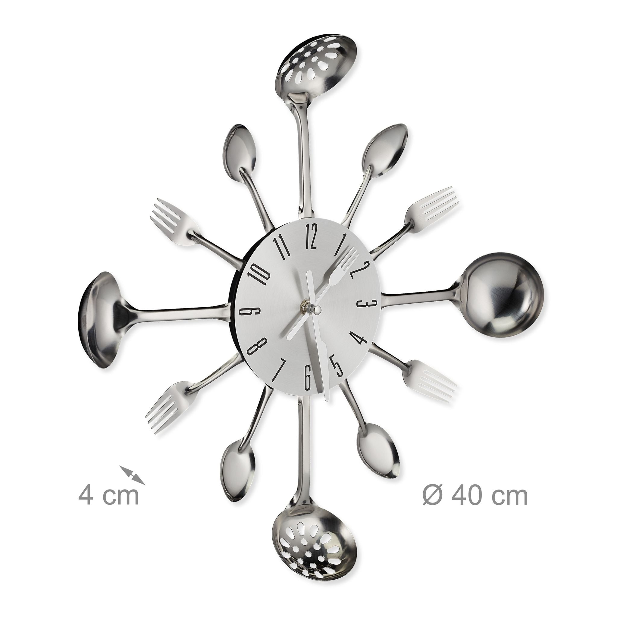 Wanduhr Besteck Silber von Relaxdays