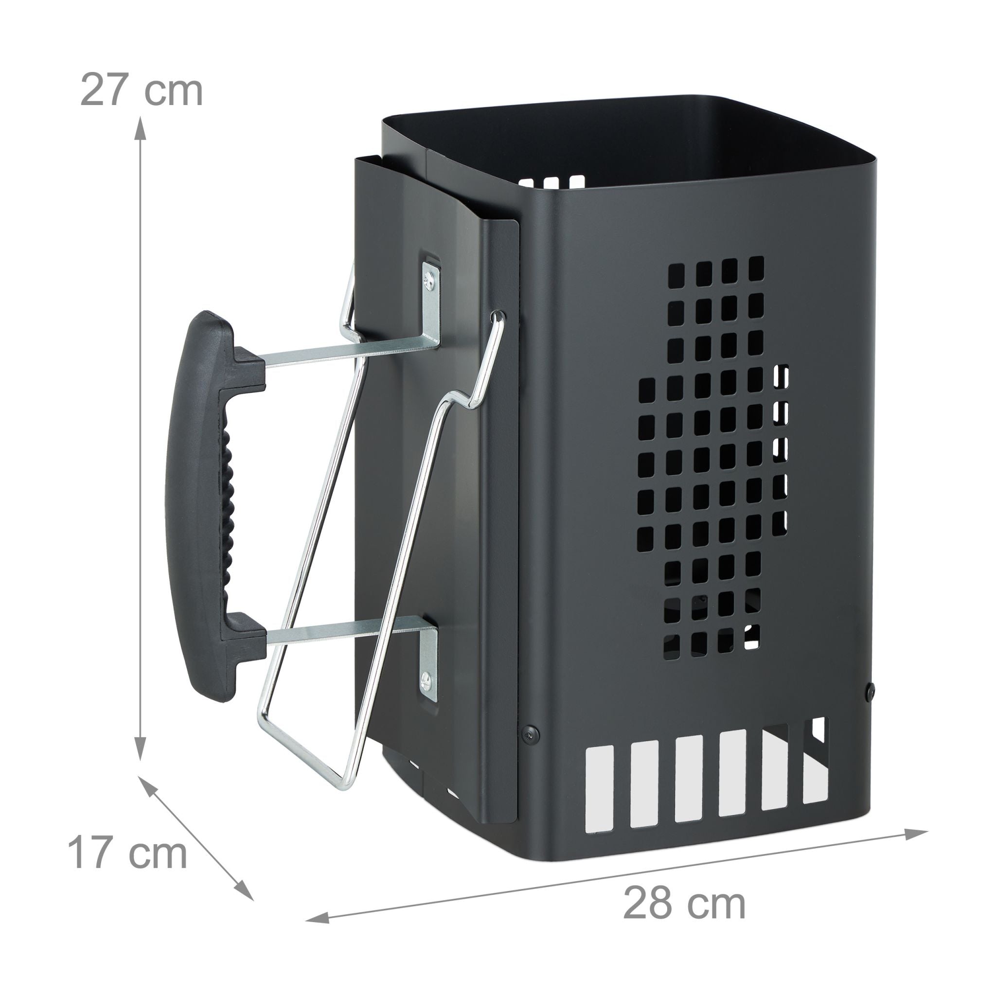 Anzündkamin für den Grill Schwarz-Silber von Relaxdays