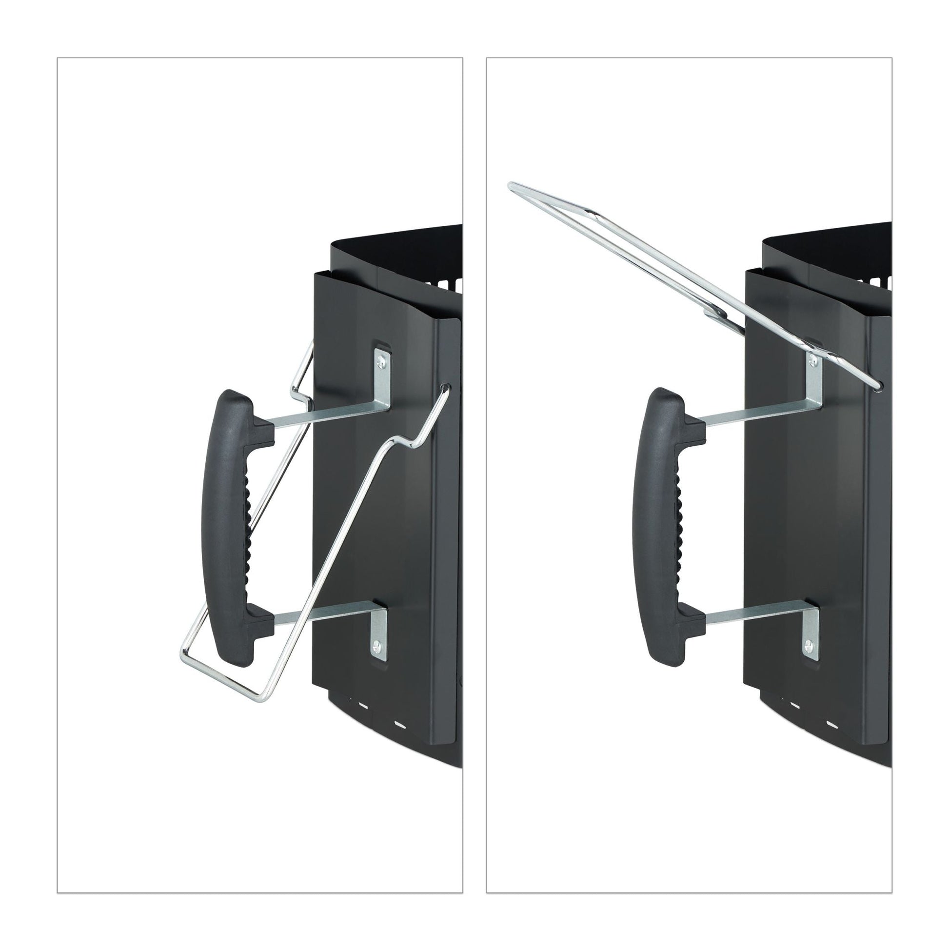 Anzündkamin für den Grill Schwarz-Silber von Relaxdays