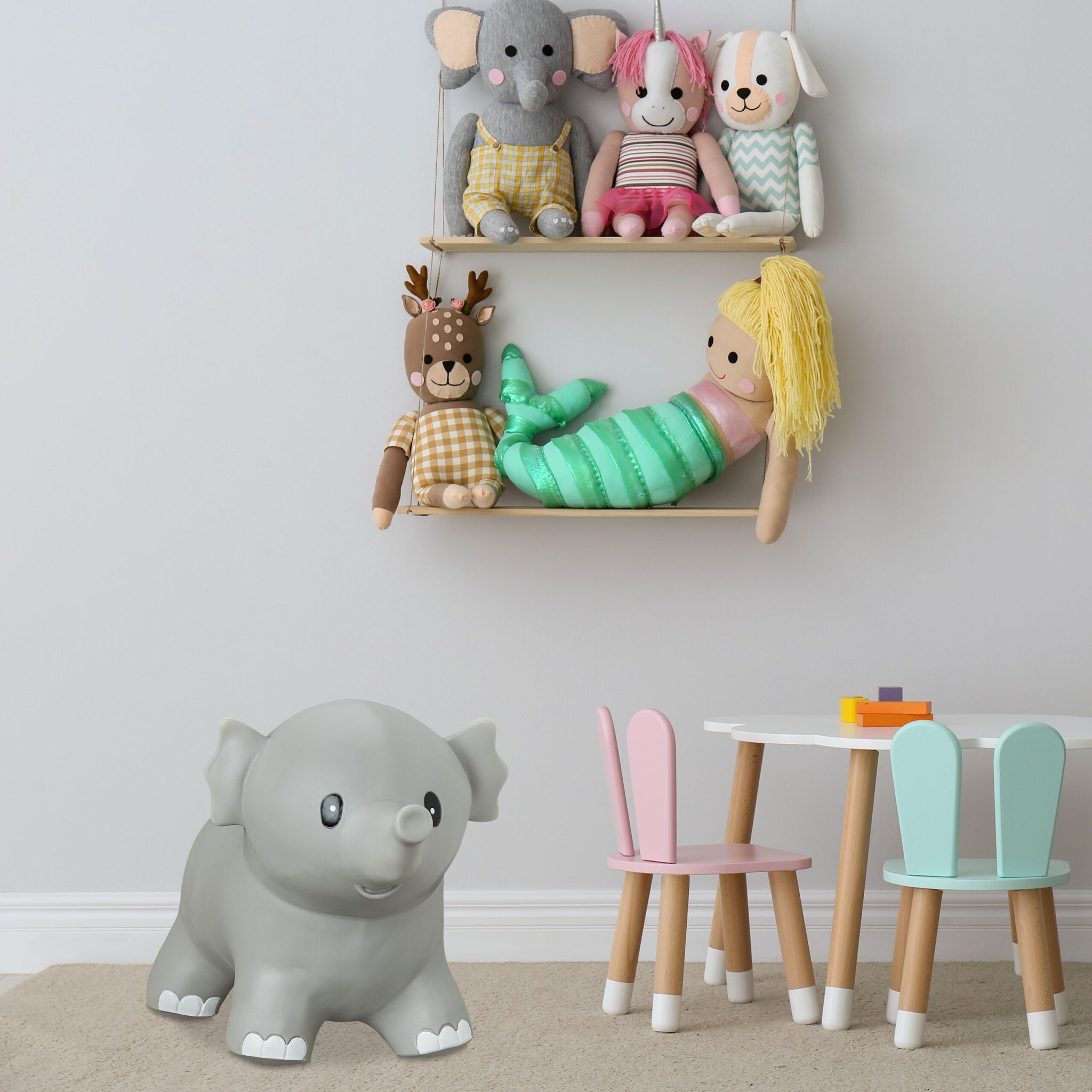Hüpftier Elefant Weiss-Schwarz-Grau von Relaxdays