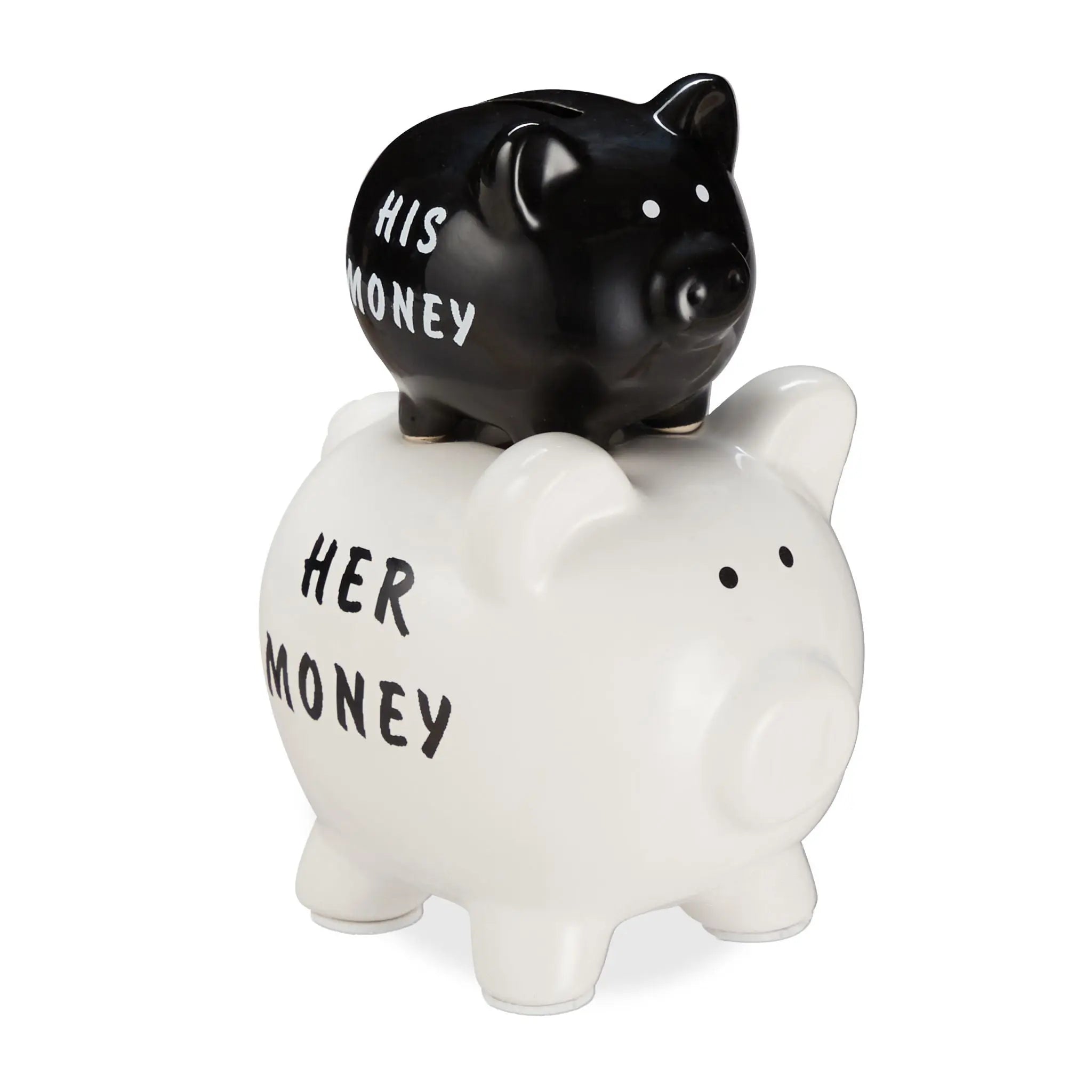 Sparschwein His Money & Her Money Weiss-Schwarz von Relaxdays